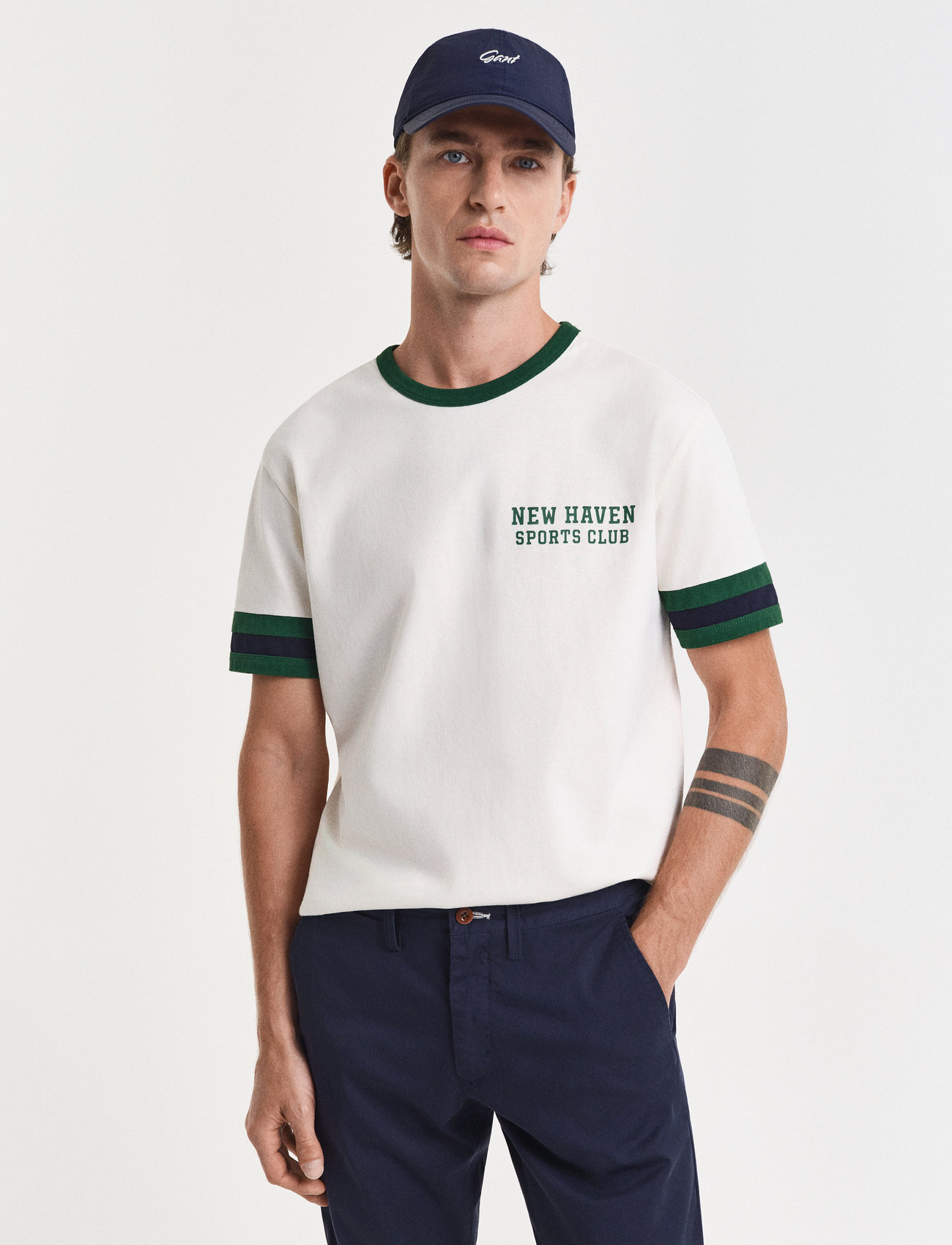 GANT Graphic T-Shirt, S, Cream, T-Shirts > Kortærmede, Herre