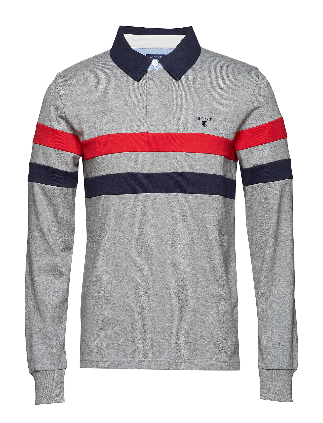 O1 Multi Stripe Heavy Rugger Poloshirt Polo Lange Mouwen Grijs Gant gant kopen in de aanbieding