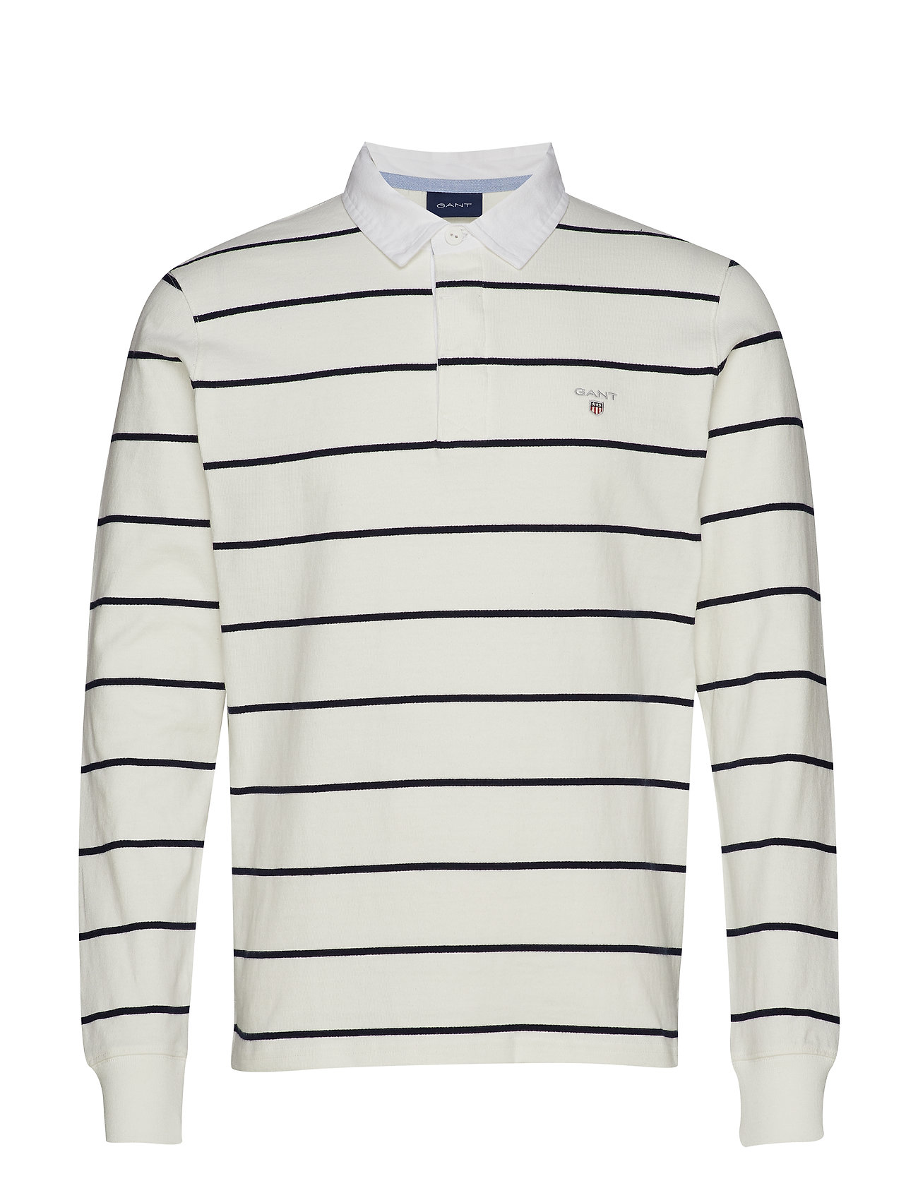 Smu Breton Stripe Heavy Rugger Poloshirt Polo Lange Mouwen Wit Gant gant kopen in de aanbieding
