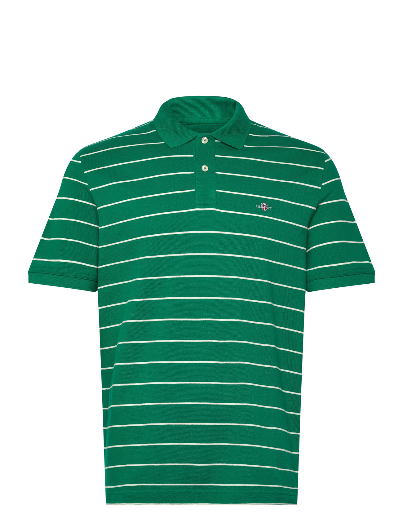 GANT Striped Ss Polo, M, Green, Poloer > Kortærmede, Herre