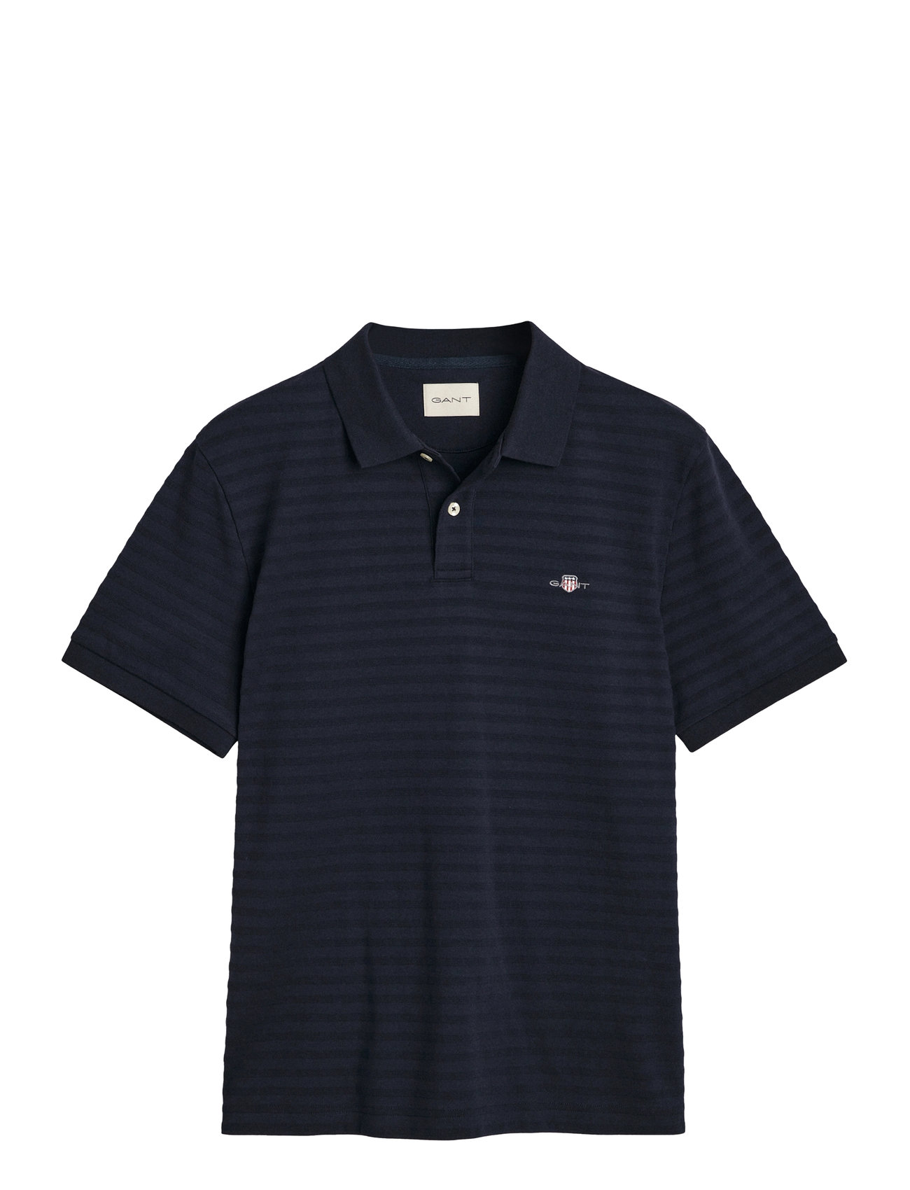 GANT Texture Stripe Polo, XXL, Black, Poloer > Kortærmede, Herre