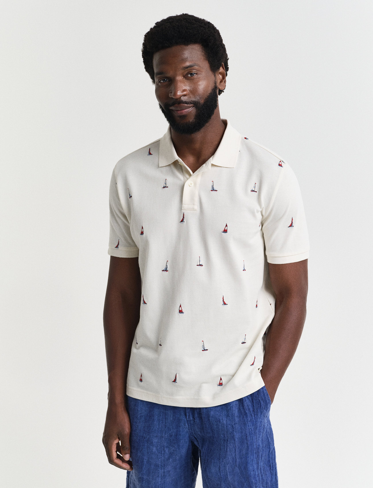 GANT Embroidered Graphic Polo, XL, Cream, Poloer > Kortærmede, Herre
