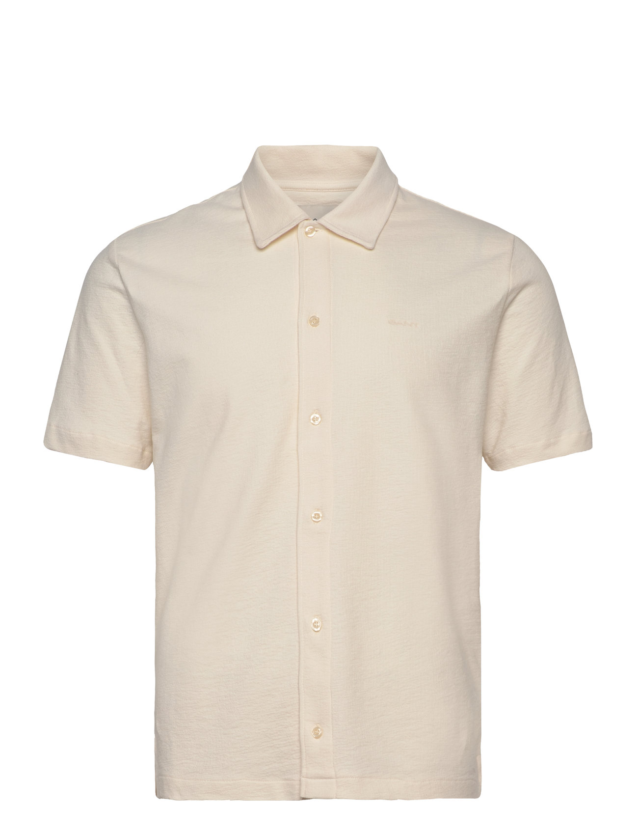 GANT Textured Ss Shirt Beige - XXL - Herren