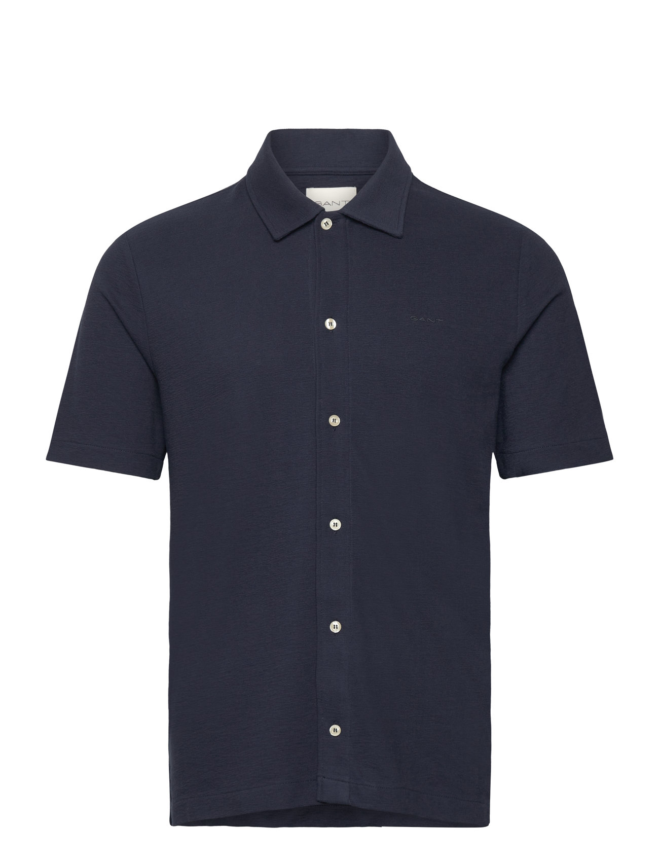 GANT Textured Ss Shirt Navy - M - Herren