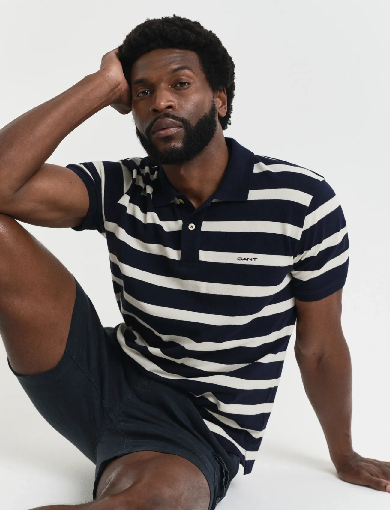 GANT Striped Polo, XL, Navy, Poloer > Kortærmede, Herre