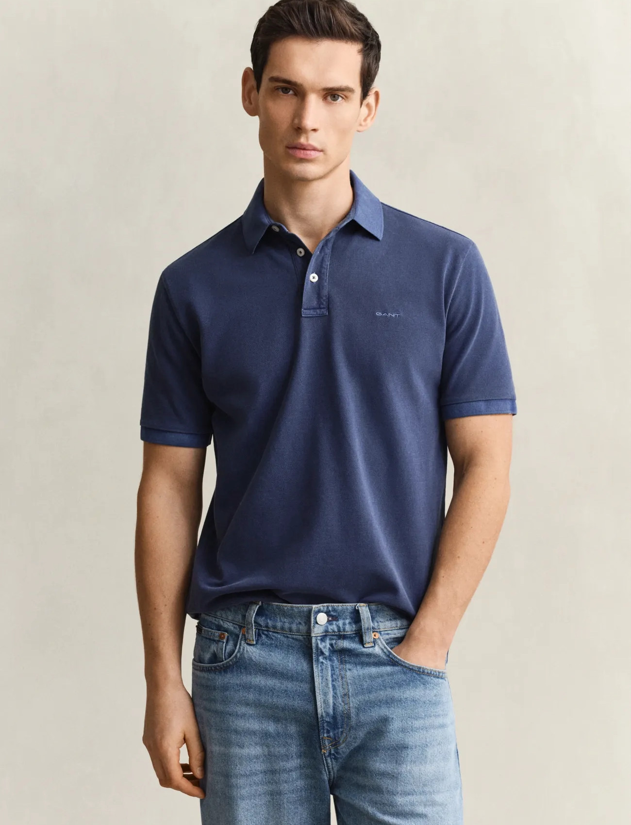 GANT Sunfaded Ss Polo, L, Navy, Poloer > Kortærmede, Herre