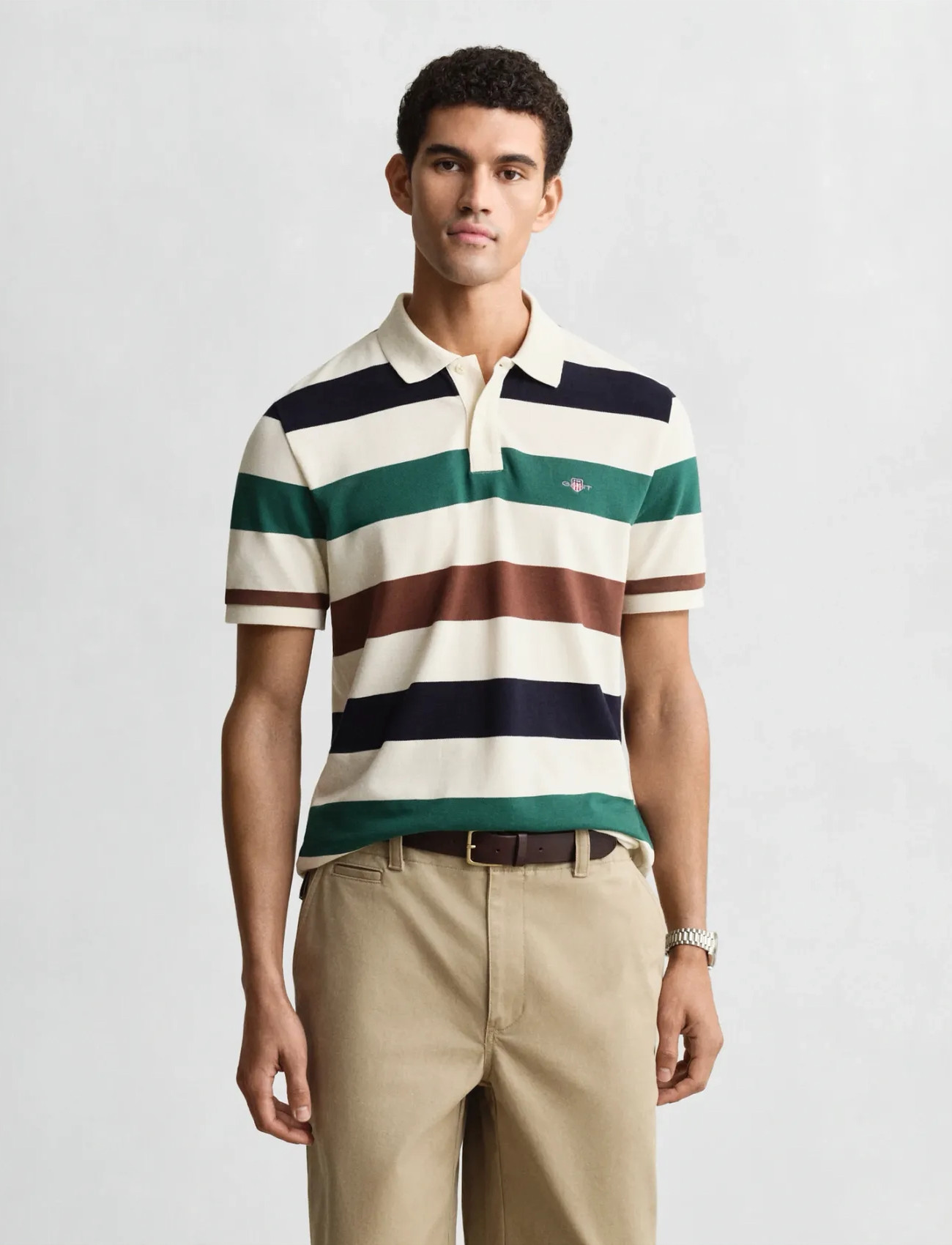 GANT Striped Ss Polo, S, Multi/patterned, Poloer > Kortærmede, Herre