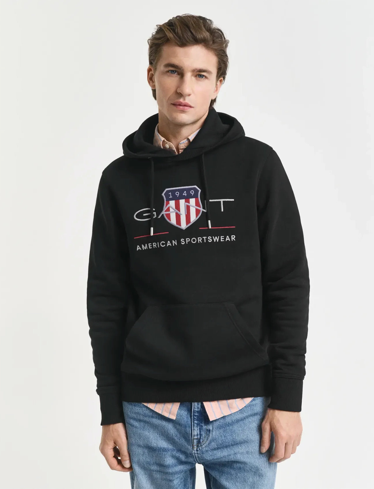 GANT Reg Archive Shield Hoodie, XXL, Black, Sweatshirts & Hættetrøjer > Hættetrøjer, Herre