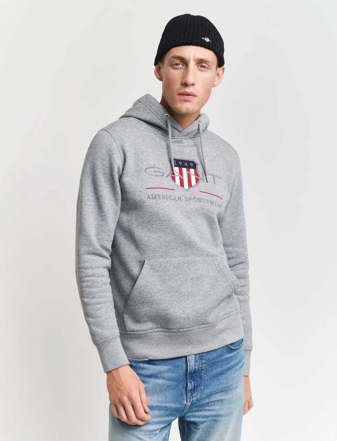 GANT Reg Archive Shield Hoodie, XXL, Grey, Sweatshirts & Hættetrøjer > Hættetrøjer, Herre