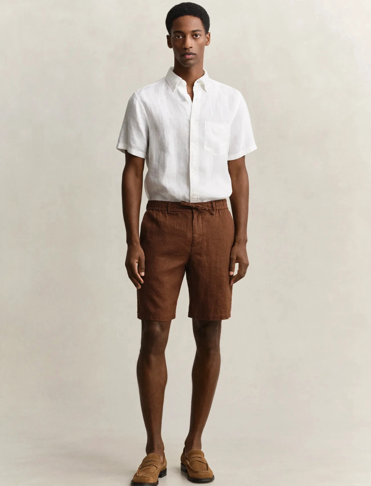 GANT Reg Linen Ds Shorts, XL, Brown, Shorts > Linen Shorts, Herre
