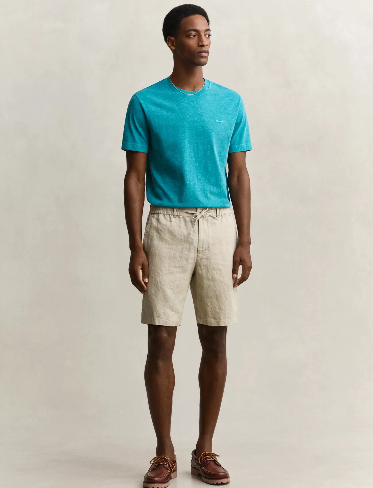 GANT Reg Linen Ds Shorts, M, Beige, Shorts > Linen Shorts, Herre