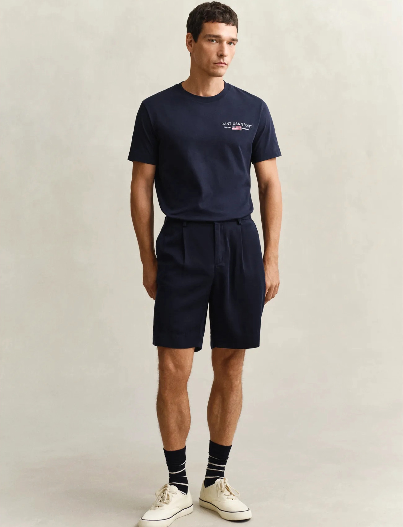GANT Reg Lyocell Shorts, 29, Navy, Shorts > Afslappede Shorts, Herre