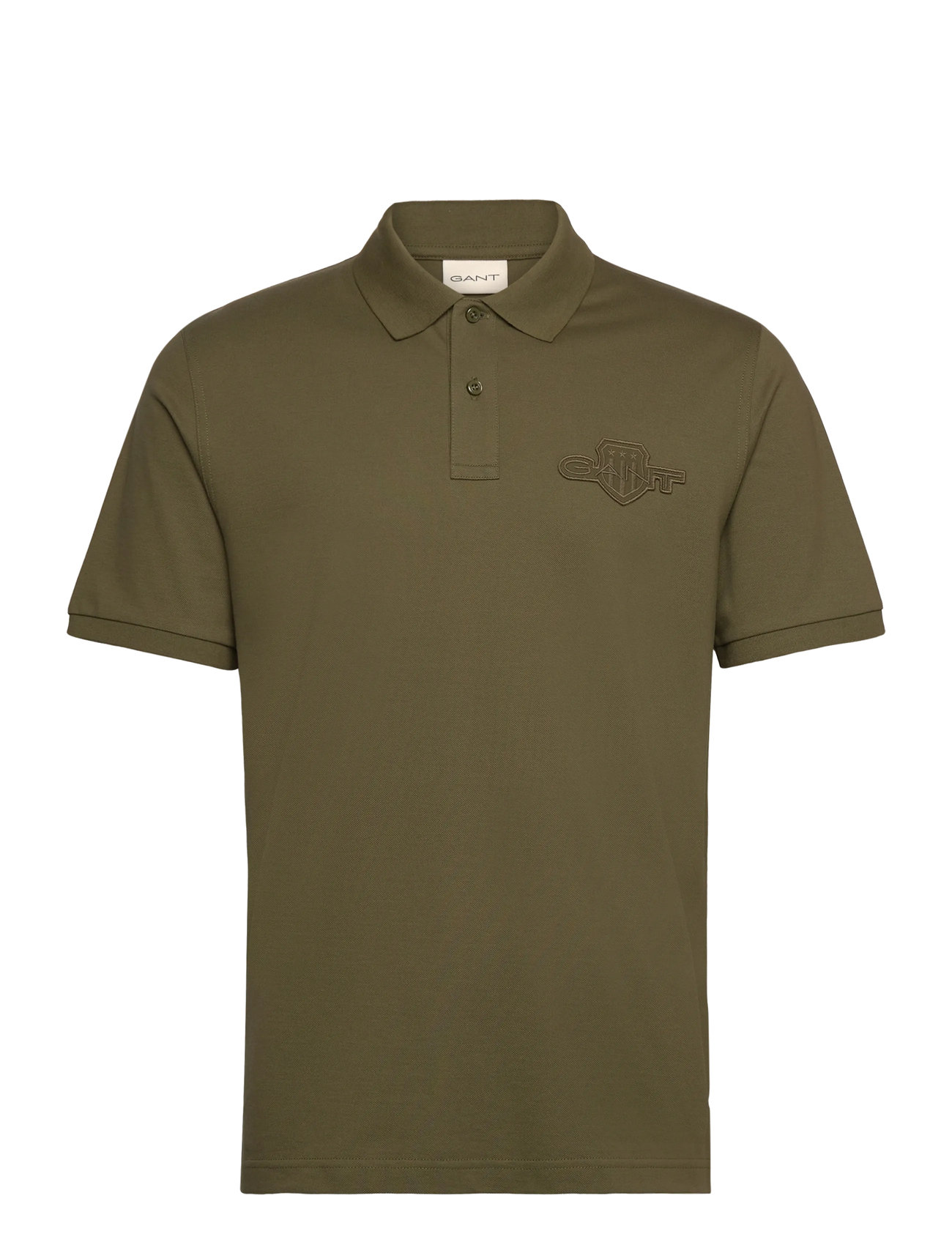 GANT Reg Tonal Shield Ss Polo, XL, Green, Poloer > Kortærmede, Herre