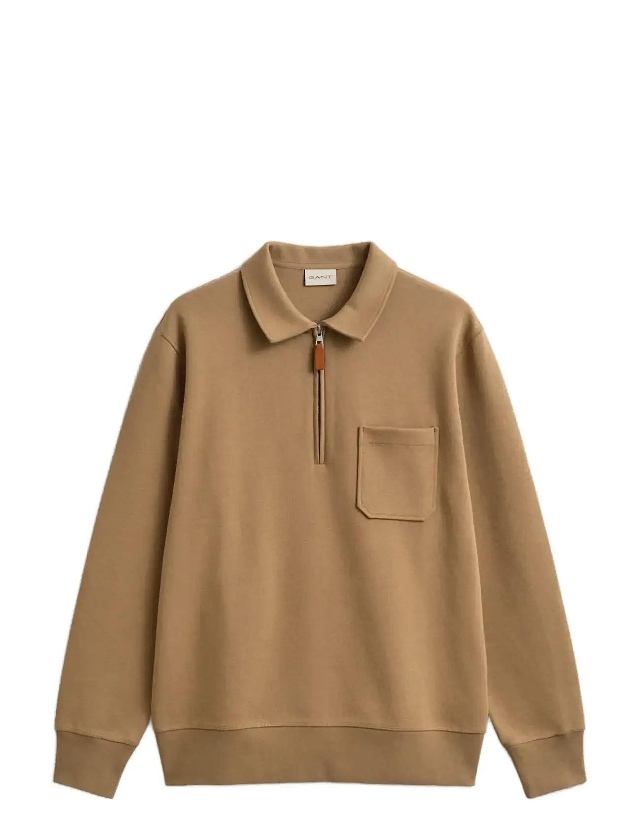 GANT Ponte Di Roma Halfzip, L, Brown, Strik > Trøjer Med Halv Lynlås, Herre