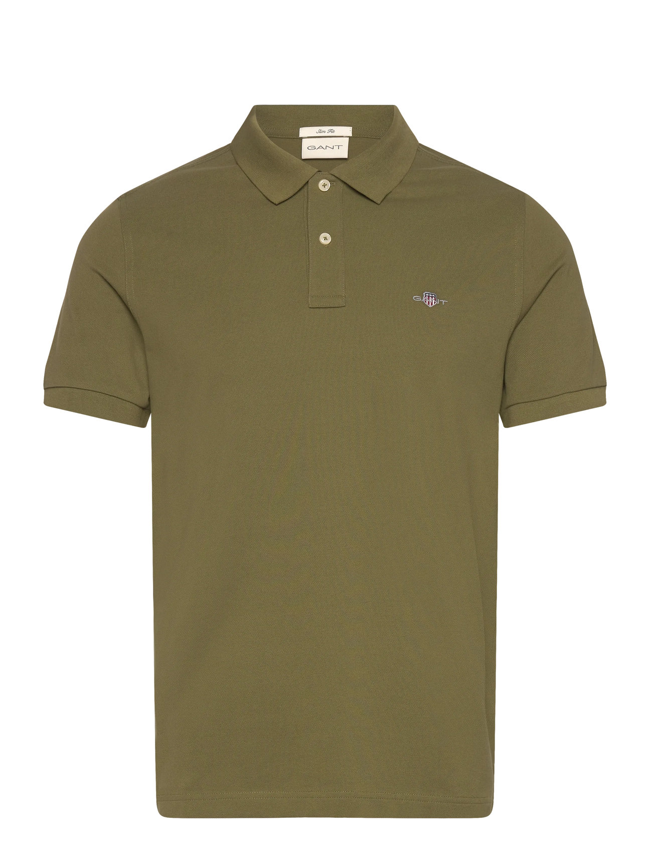 GANT Slim Shield Ss Pique Polo, M, Grey, Poloer > Kortærmede, Herre