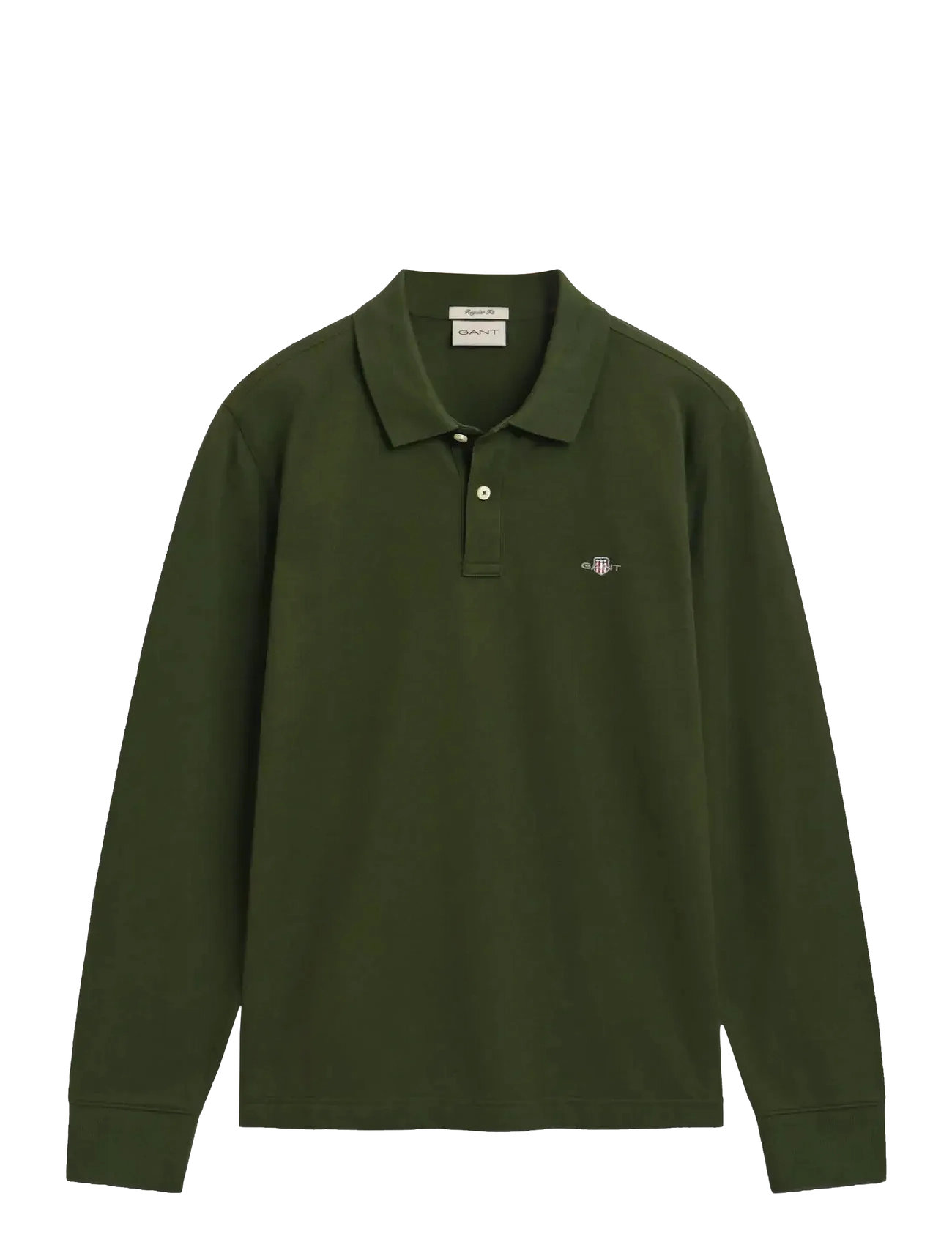 GANT Long Sleeve Polo Shirt, M, Green, Poloer > Langærmede, Herre