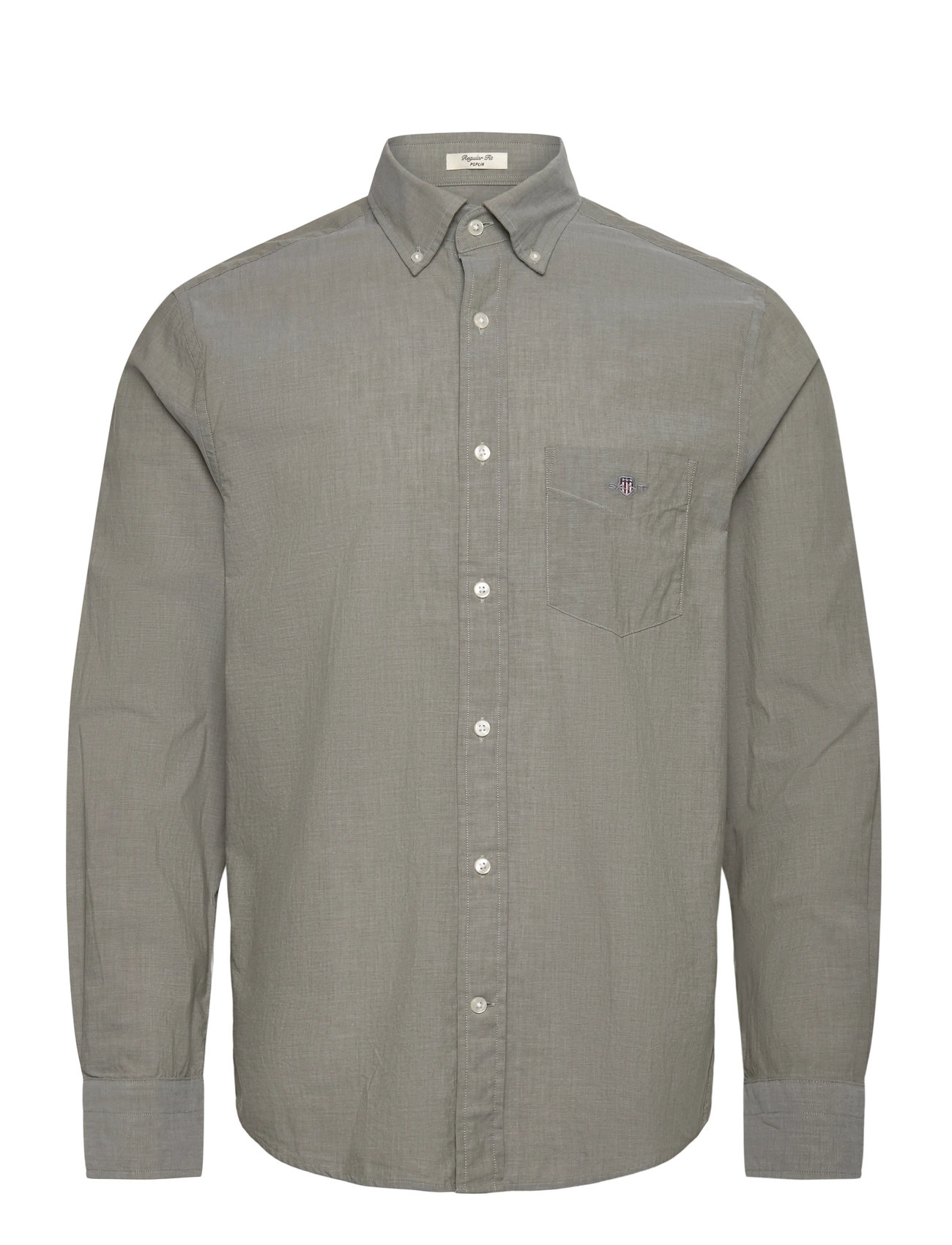 GANT Reg Classic Poplin Shirt, S, Grey, Skjorter > Afslappet, Herre
