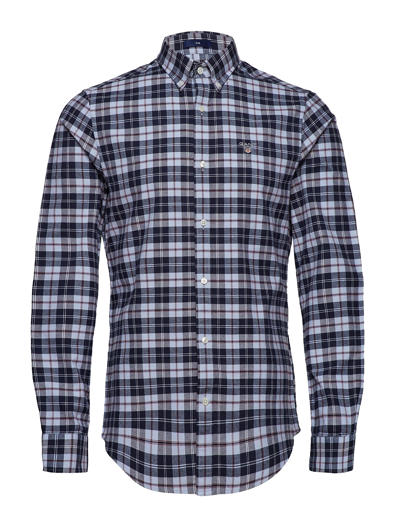 O1 Brushed Oxford Plaid Slim Bd Overhemd Casual Blauw Gant gant kopen in de aanbieding