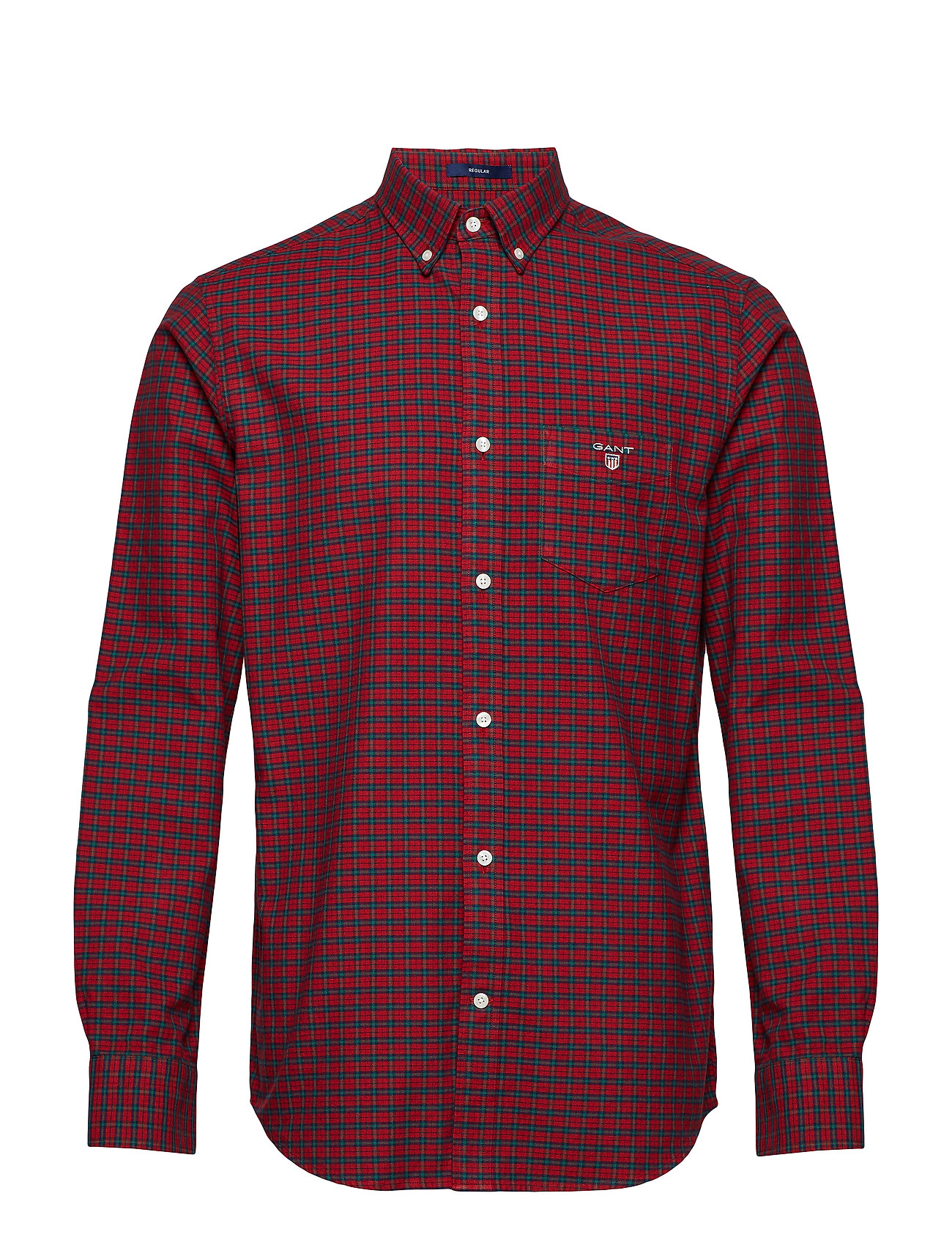 O1 Brushed Oxford Check Reg Bd Overhemd Casual Rood Gant gant kopen in de aanbieding