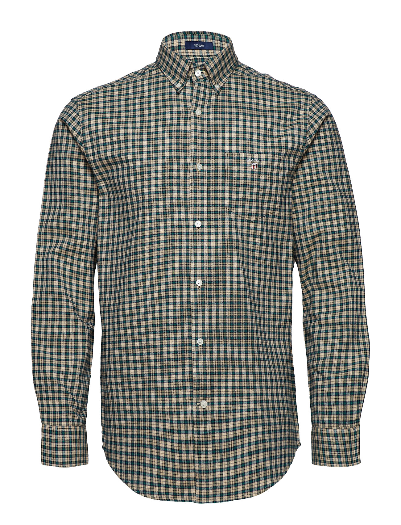O1 Brushed Oxford Check Reg Bd Overhemd Casual Grijs Gant gant kopen in de aanbieding