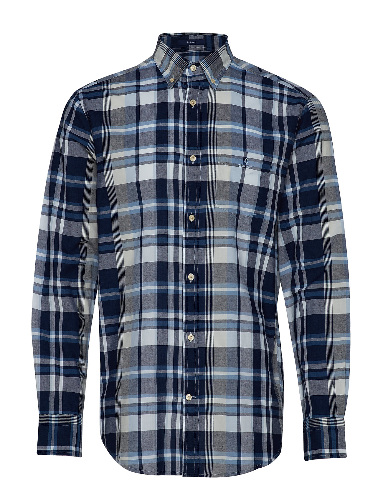 O2 Indigo Plaid Reg Bd Overhemd Casual Blauw Gant gant kopen in de aanbieding O2 Indigo Plaid Reg Bd Overhemd Casual Blauw Gant gant kopen in de aanbieding