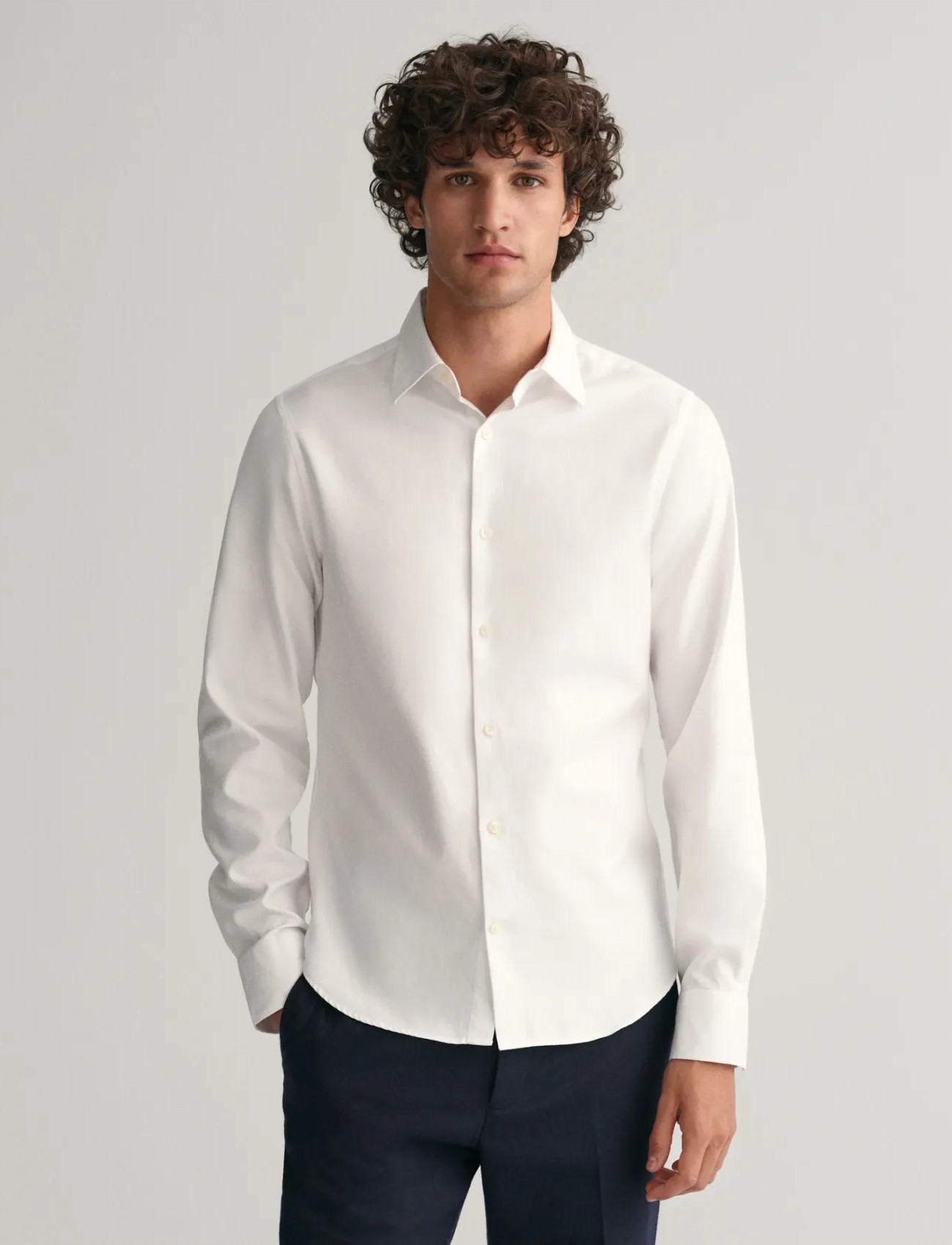 GANT Slim Formal Twill Shirt, XL, White, Skjorter > Afslappet, Herre