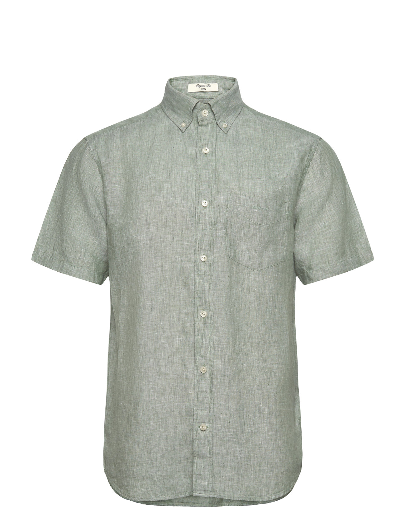 Reg Linen Ss Shirt Green GANT