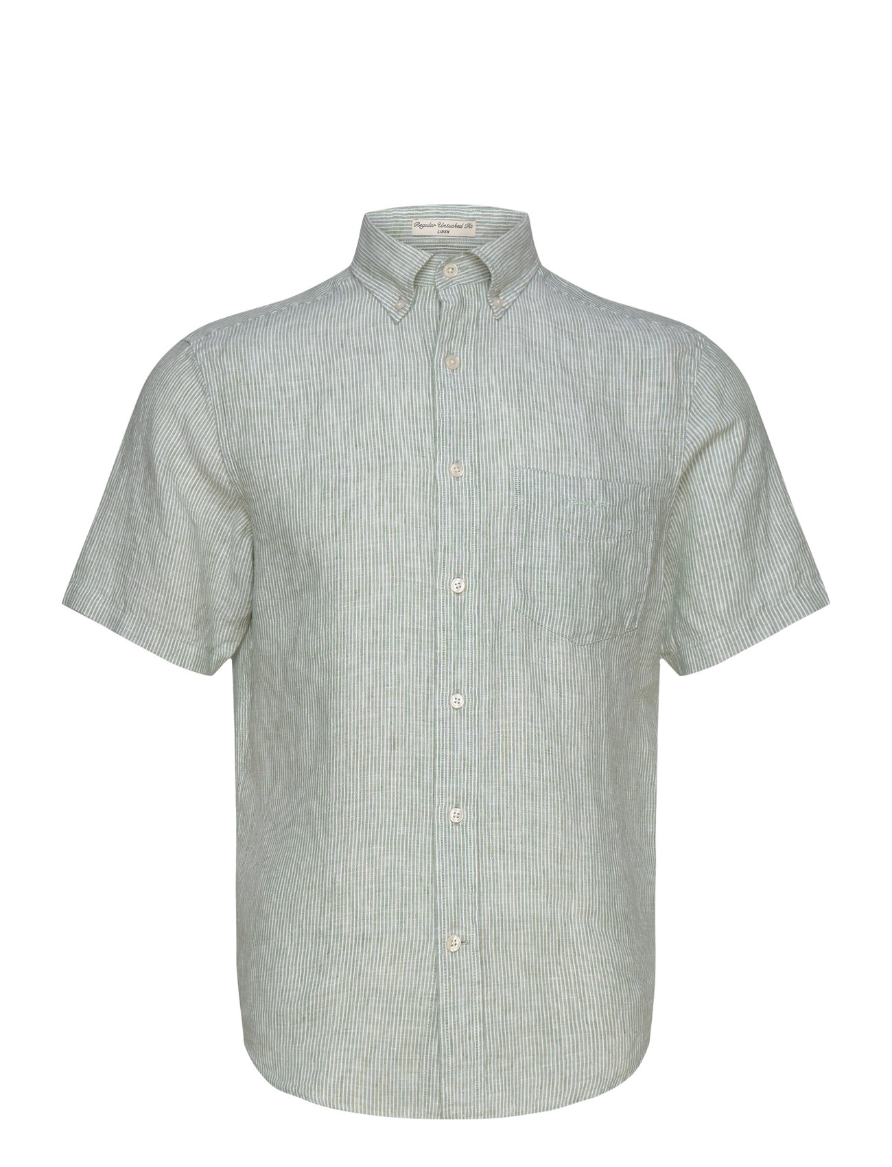 Reg Linen Stripe Ss Shirt Green GANT