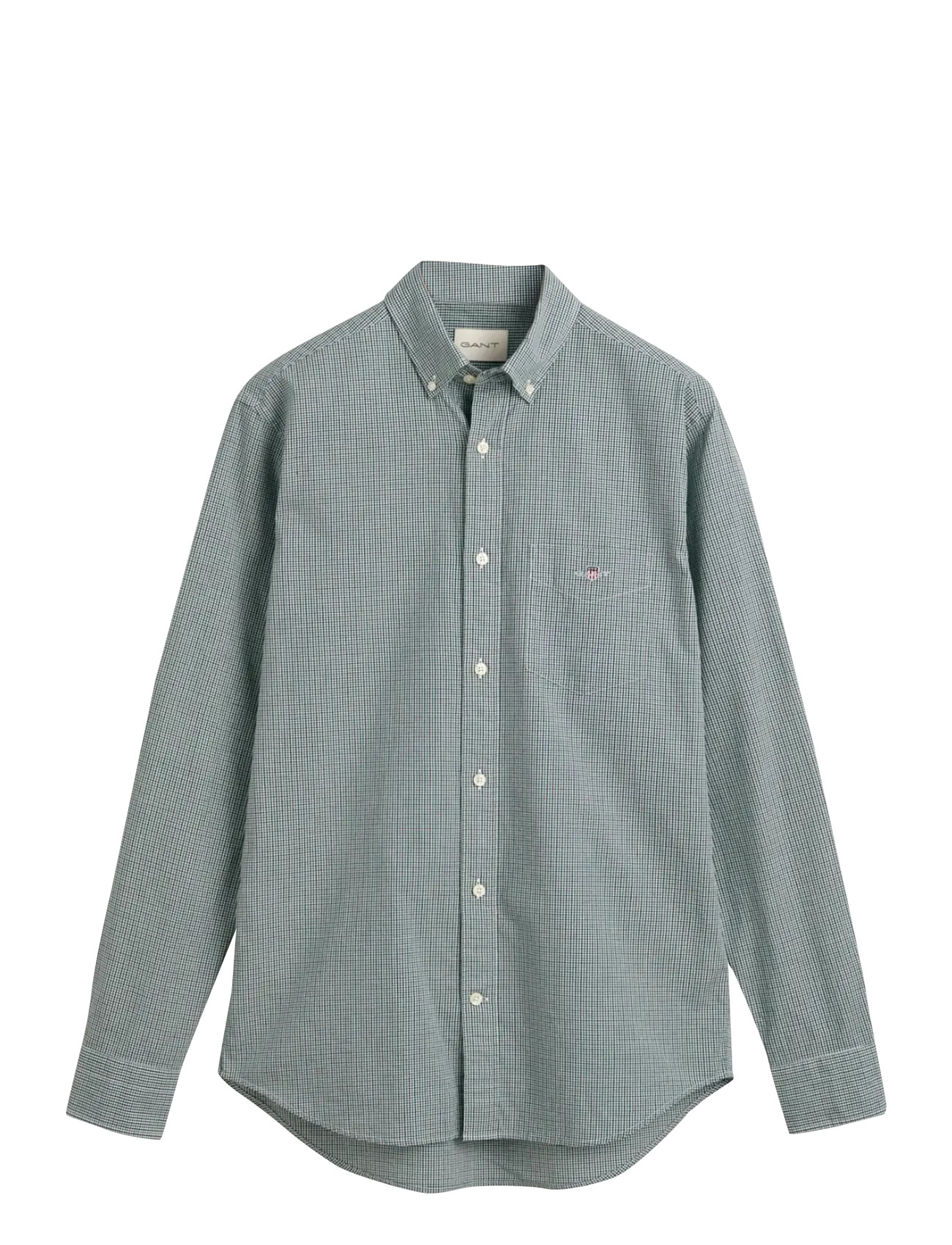 GANT Reg Poplin Micro Gingham Shirt Grün - S - Herren