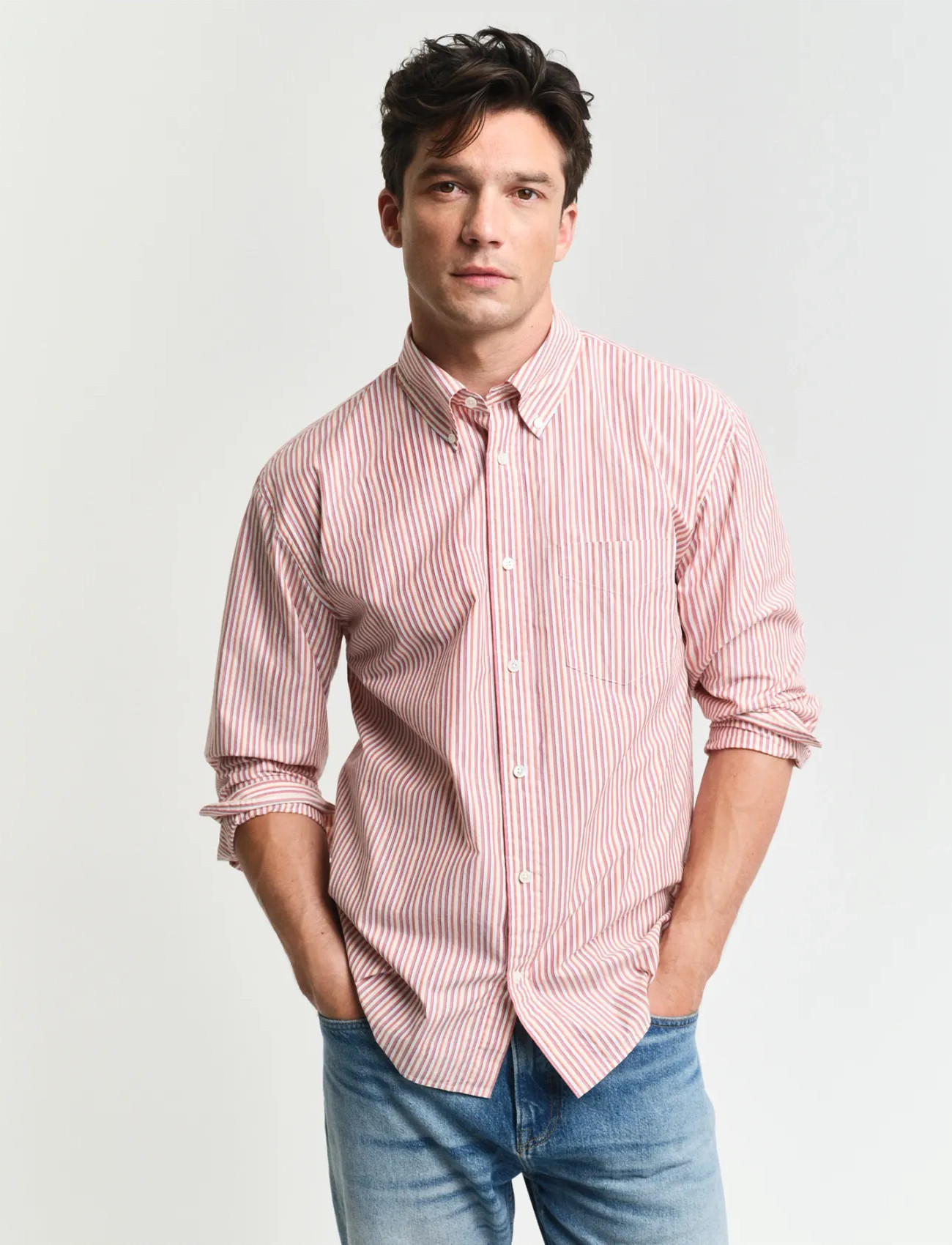 GANT Rel Heritage Poplin Stripe Shirt, M, Multi/patterned, Shirts > Striped Shirts, Herre