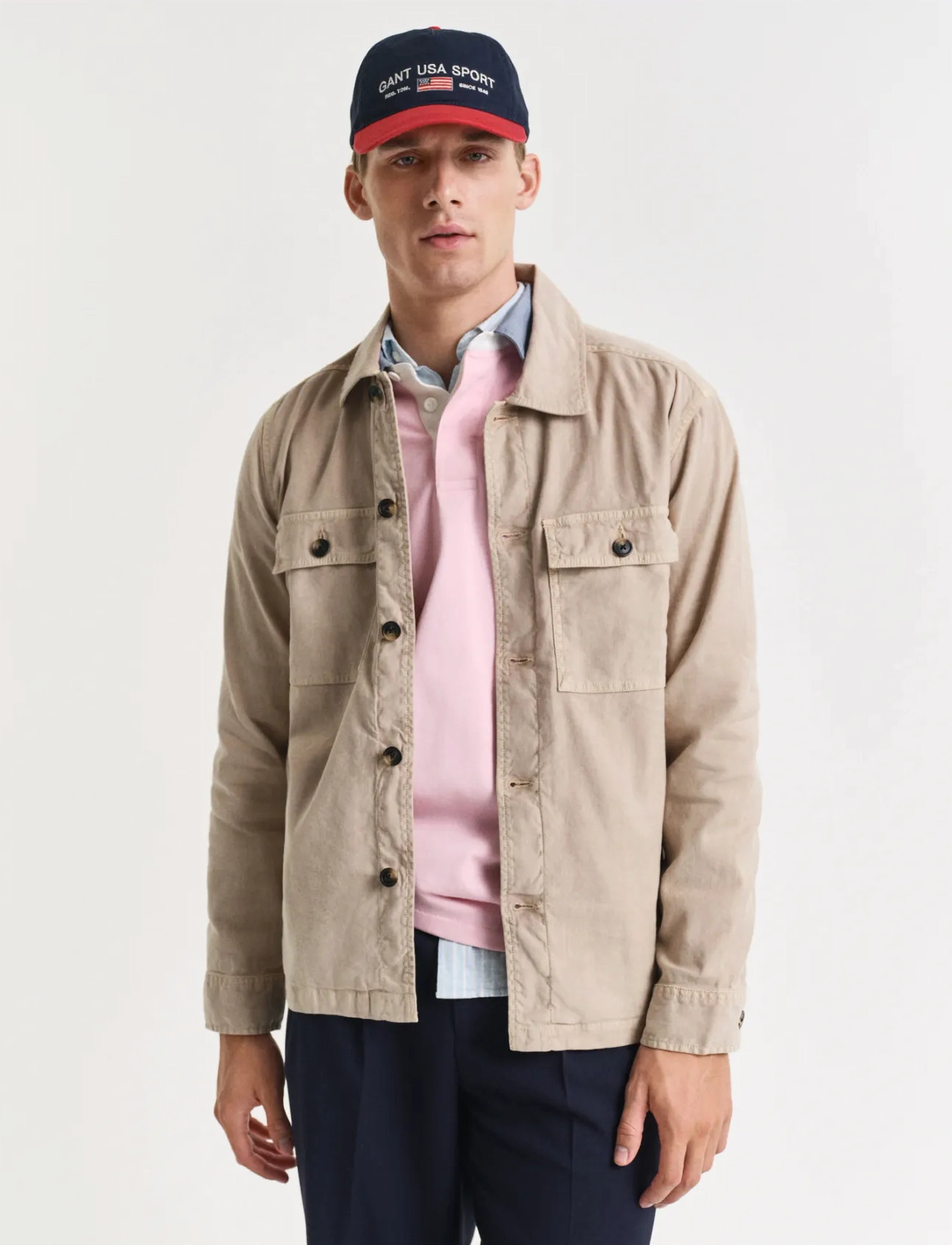 GANT Reg Cot/Linen Overshirt, L, Beige, Designere > Overshirts, Herre