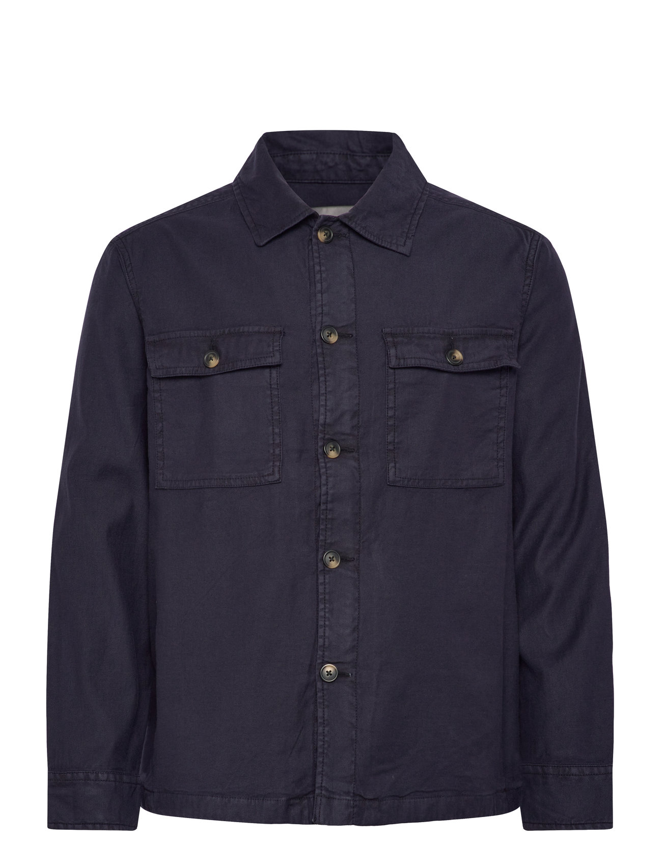 GANT Reg Cot/Linen Overshirt Marinblå