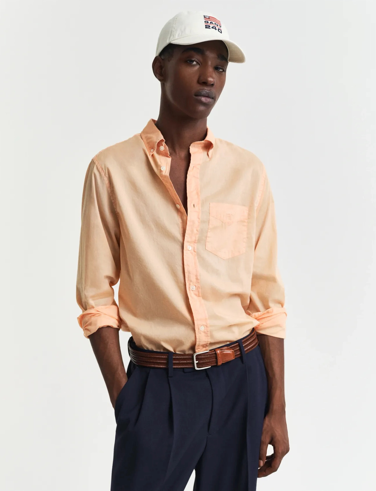 GANT Reg Sunfaded Voile Shirt, L, Orange, Skjorter > Afslappet Shirts, Herre