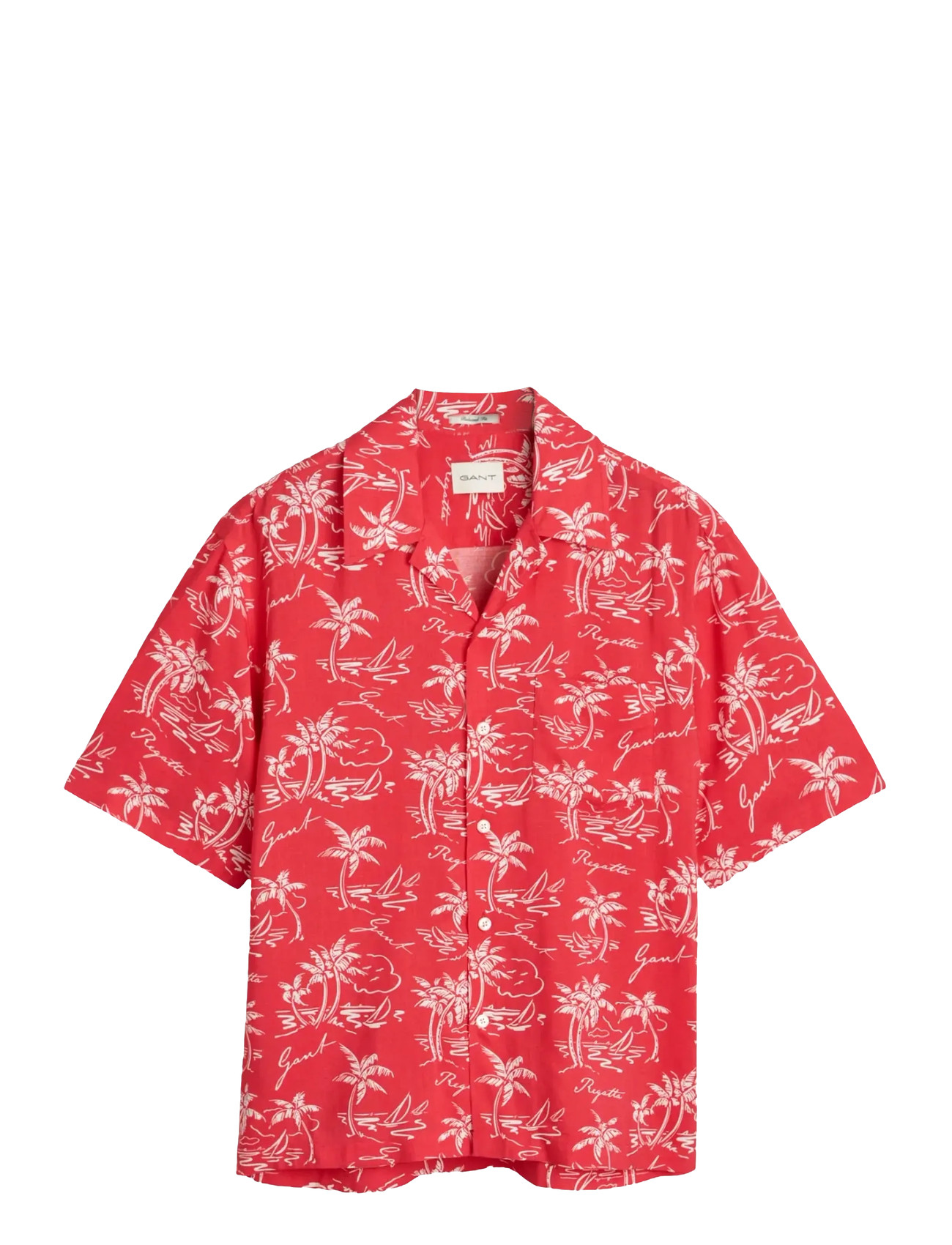 GANT Rel Island Print Shirt, XL, Red, Skjorter > Kortærmede Shirts, Herre