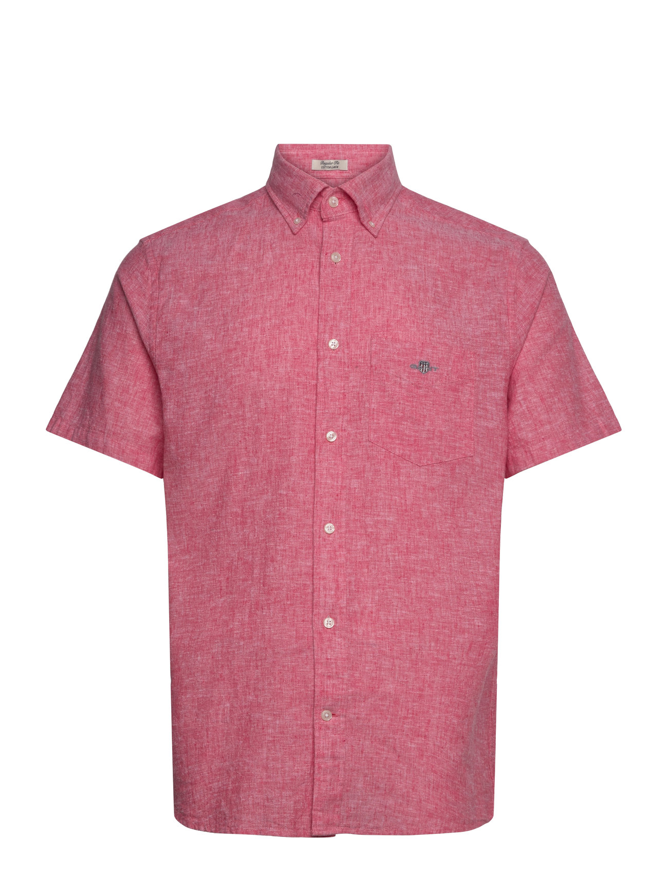 GANT Reg Baumwolle Linen Ss Shirt Pink - S - Herren