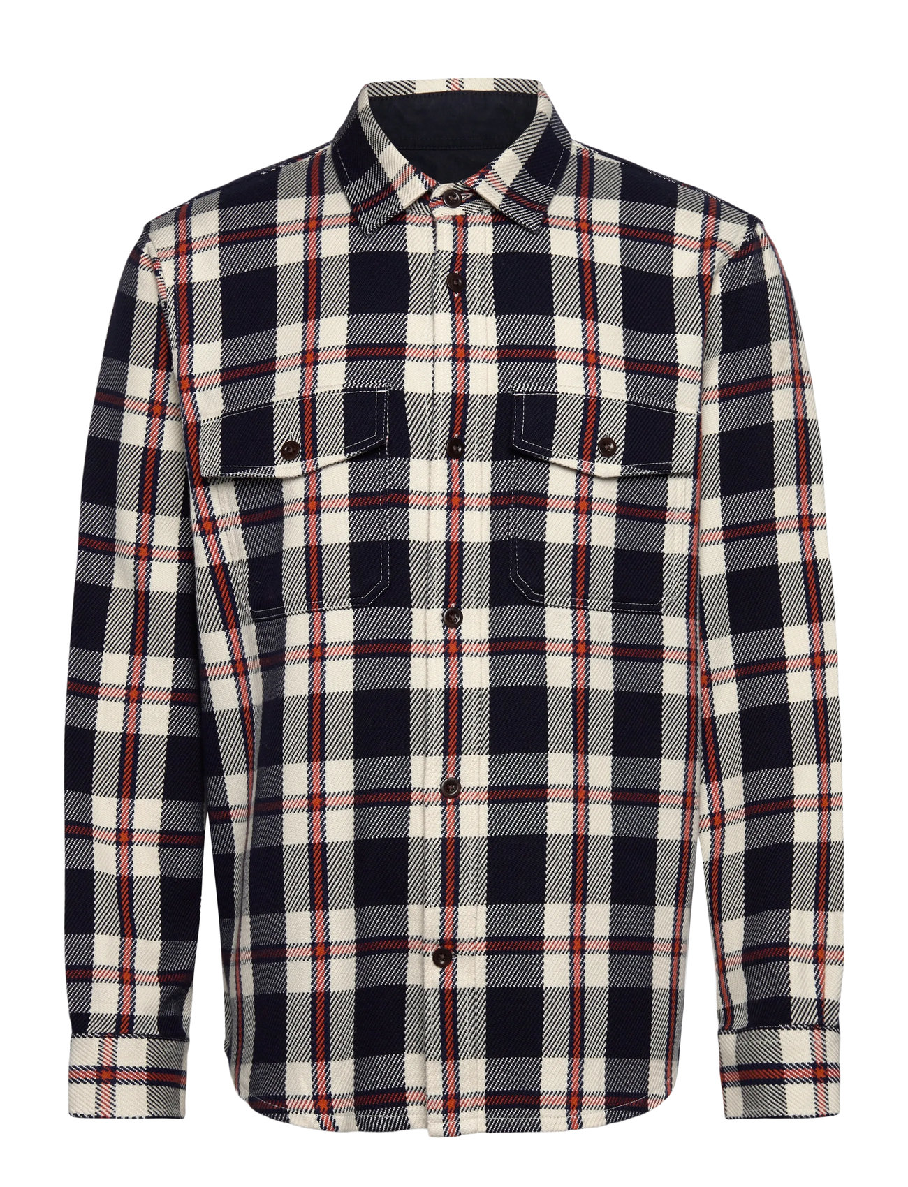 GANT Heavy Twill Check Overshirt Navy - L - Herren