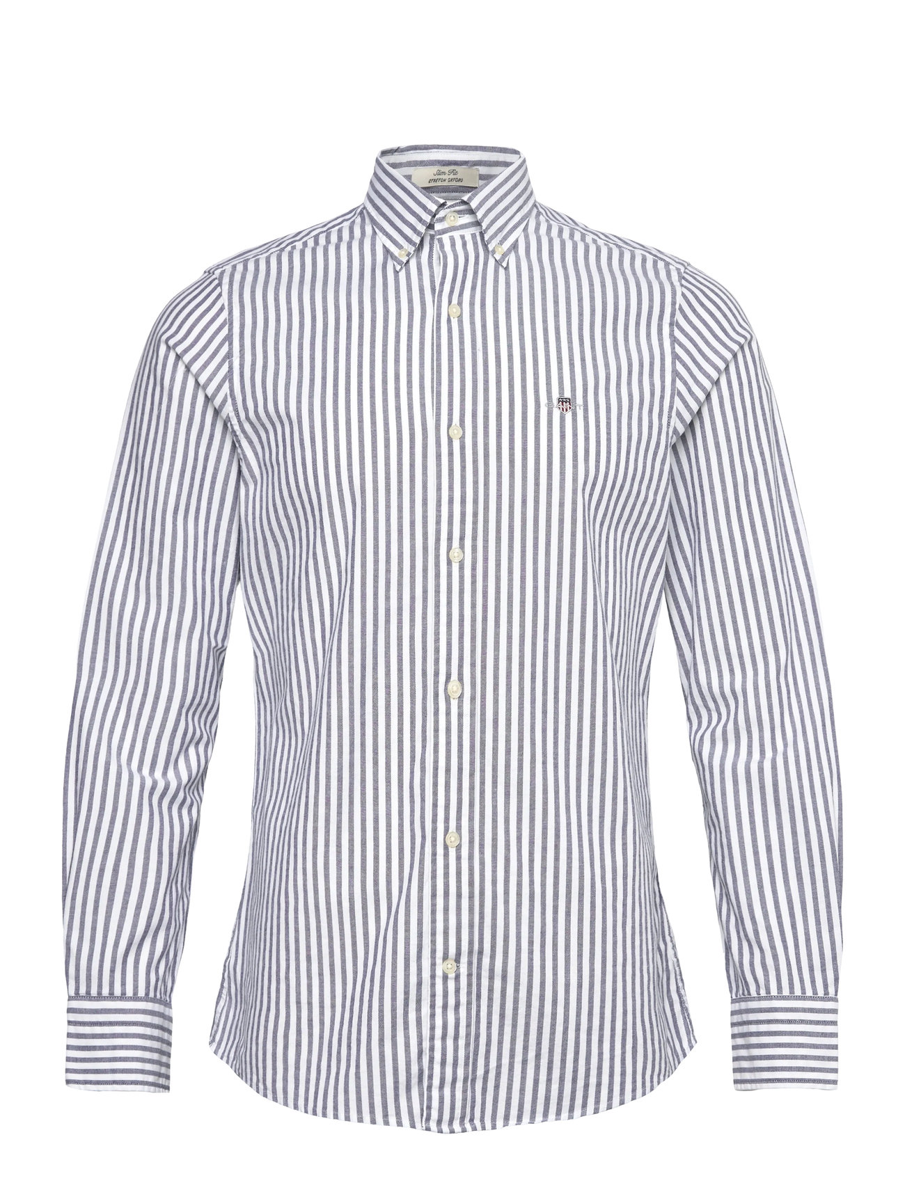 GANT Slim Oxford Stretch Stripe Shirt, XXL, Grey, Shirts > Oxford Shirt, Herre