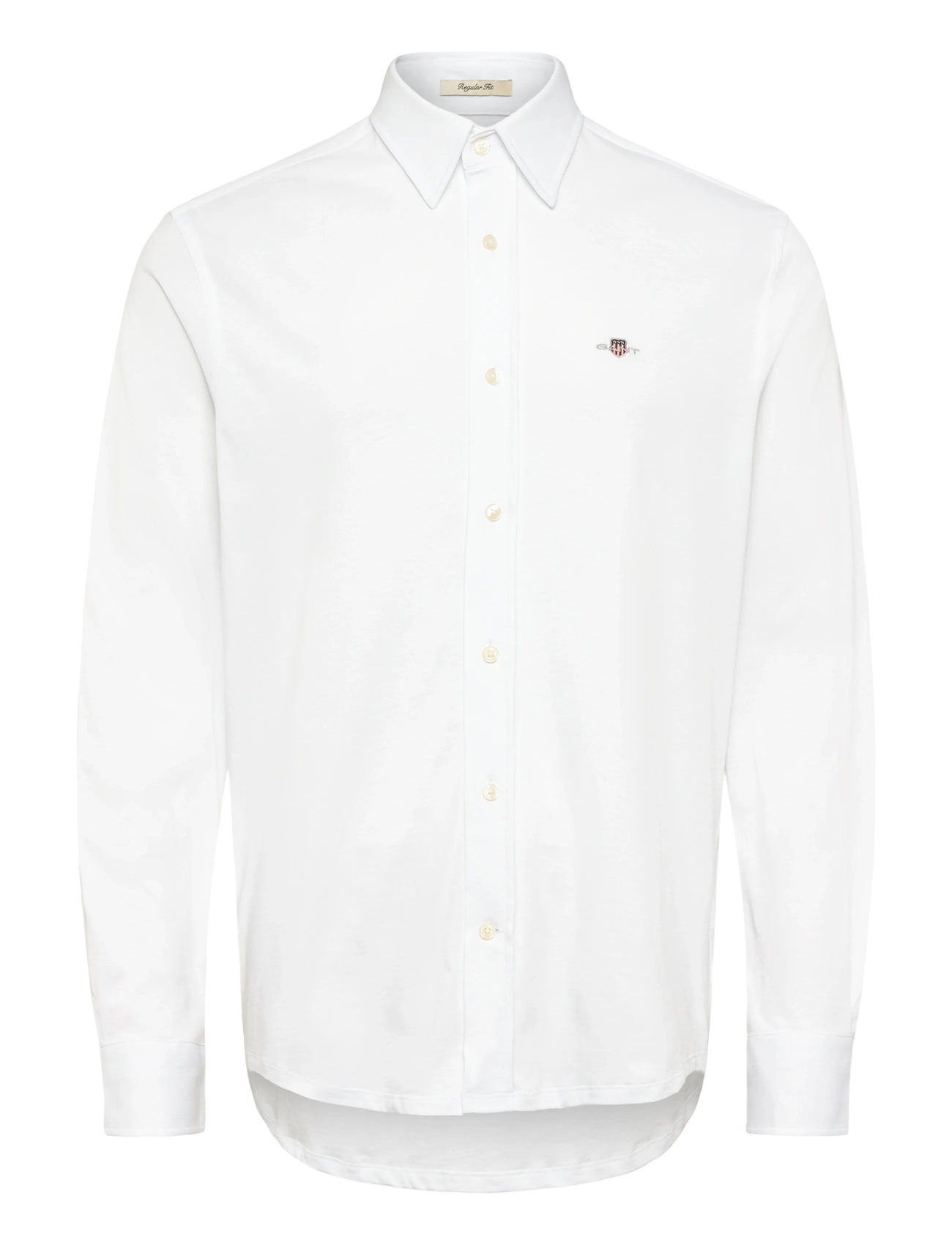 GANT Reg Jersey Shirt, L, White, Skjorter > Afslappet Shirts, Herre