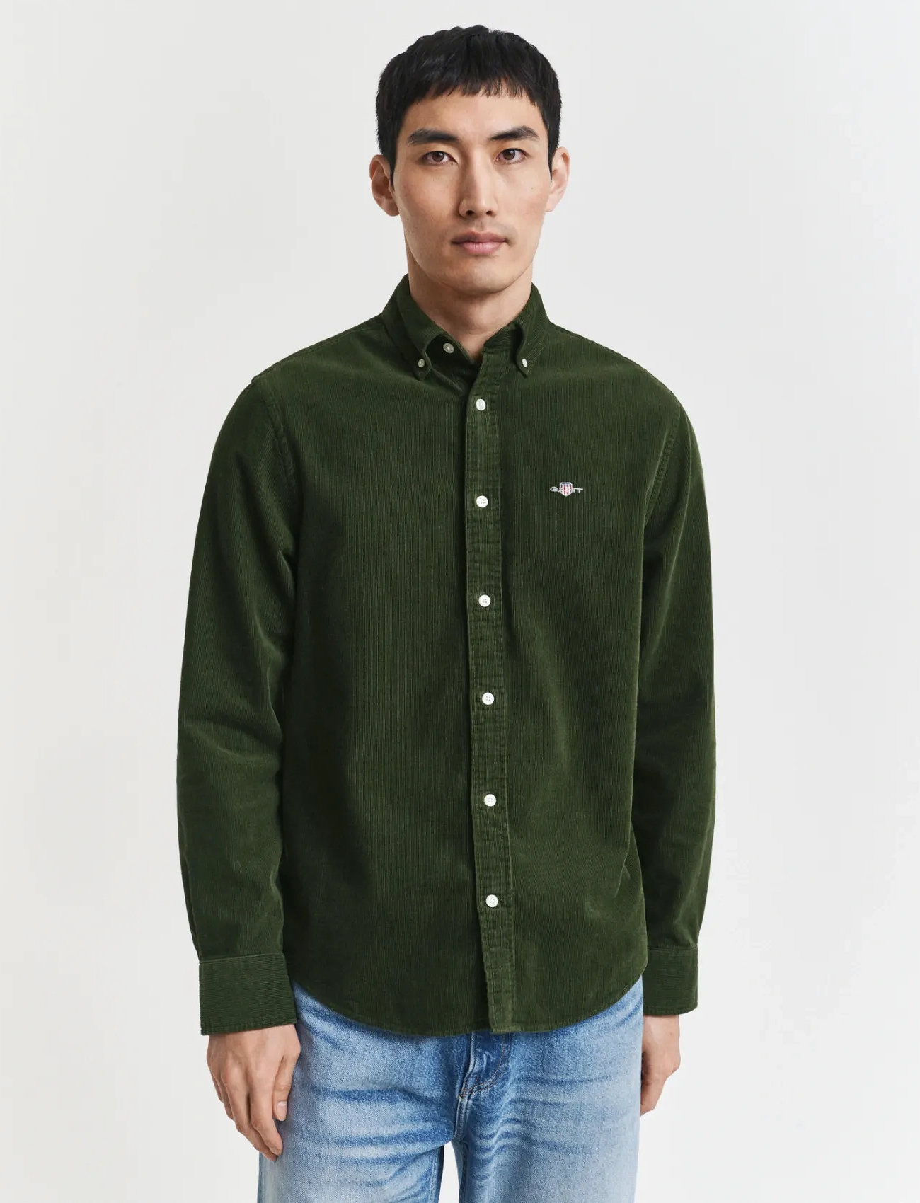 GANT Reg Corduroy Shirt, S, Green, Shirts > Corduroy Shirts, Herre