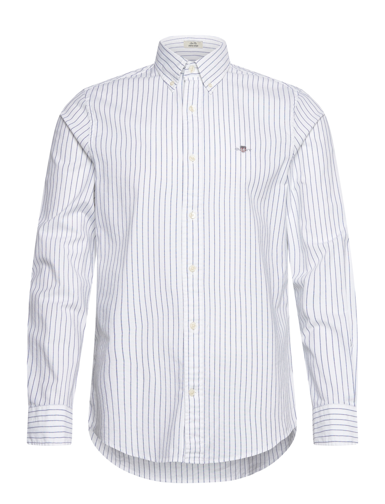 GANT Slim Oxford Stretch Stripe Shirt, XL, White, Shirts > Oxford Shirt, Herre