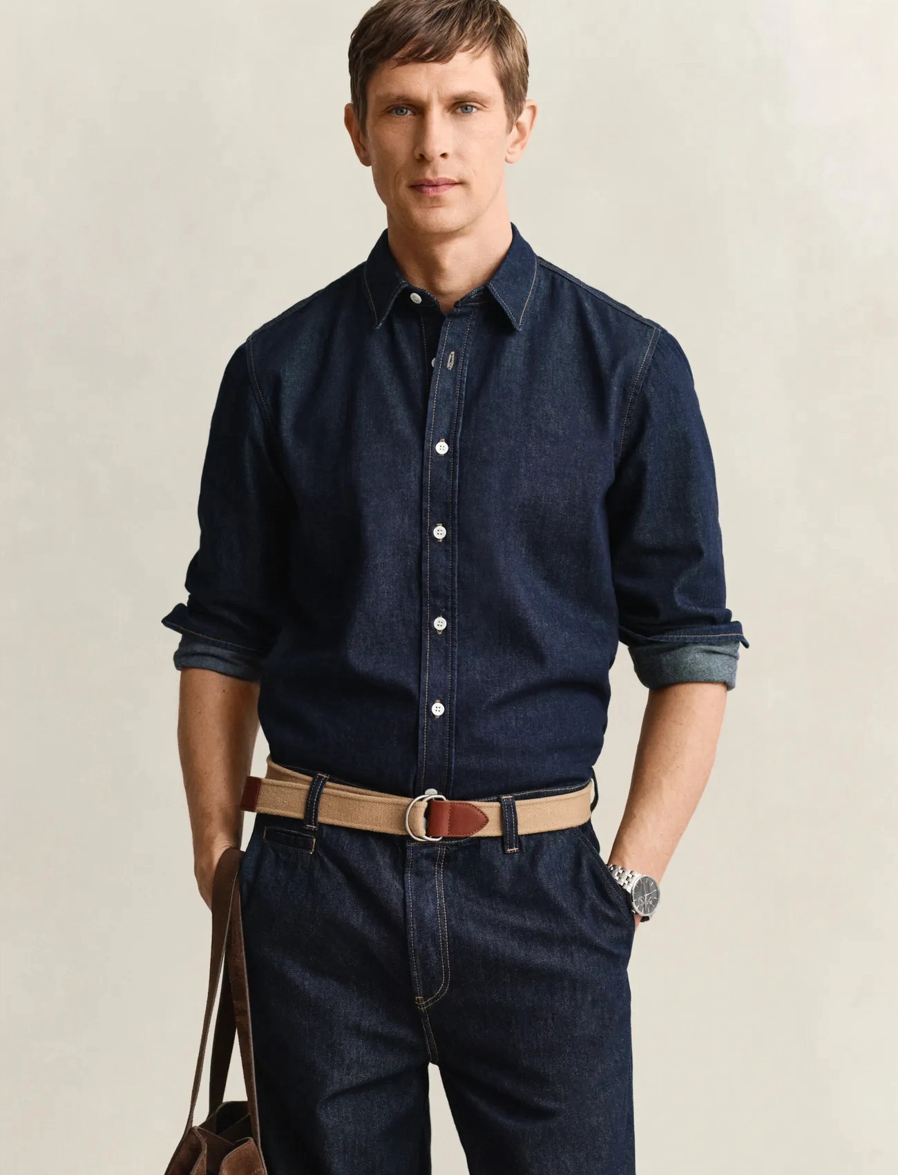 GANT Reg Denim Shirt, XL, Navy, Skjorter > Denim-Skjorter, Herre