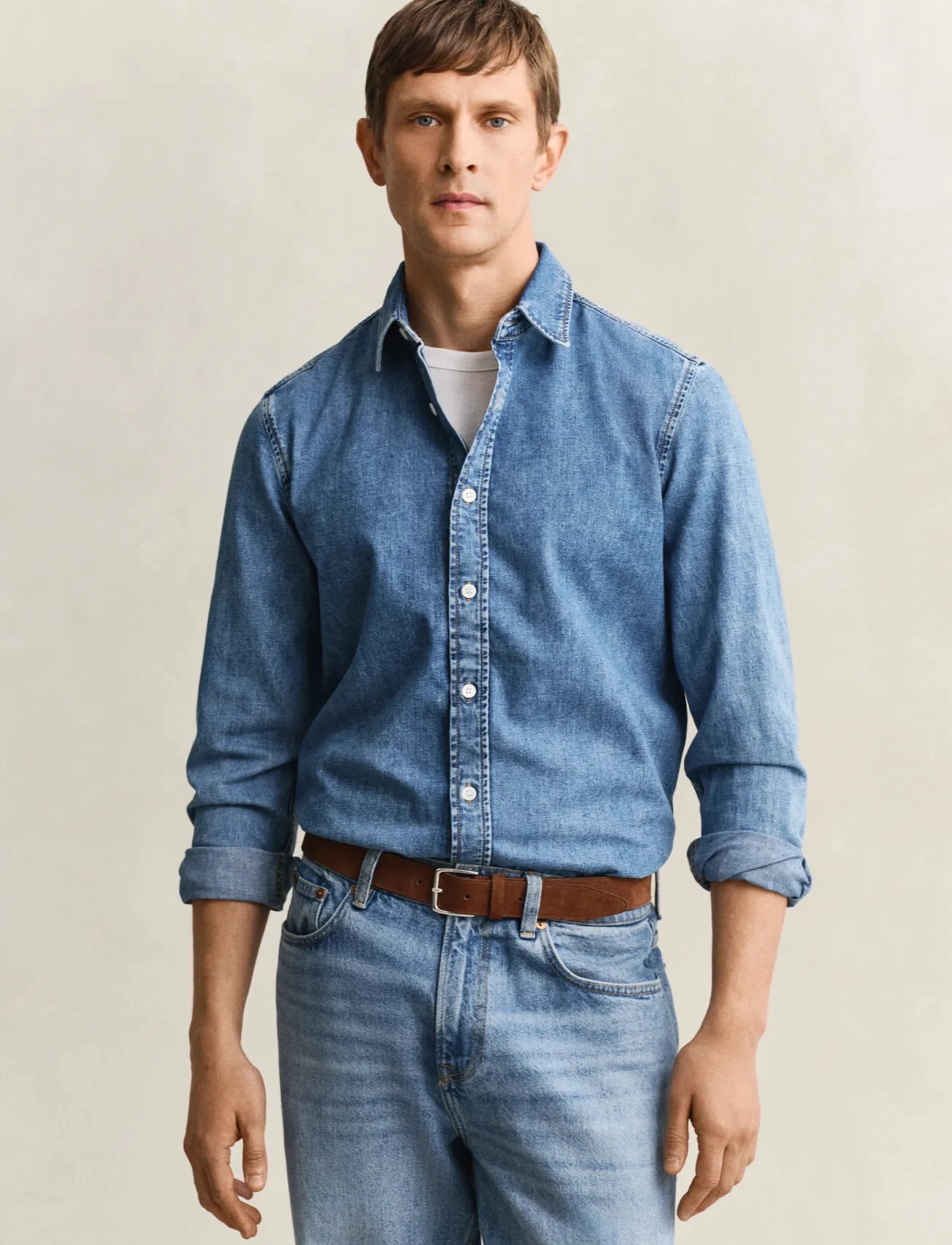 GANT Reg Denim Shirt, XXL, Blue, Skjorter > Denim-Skjorter, Herre
