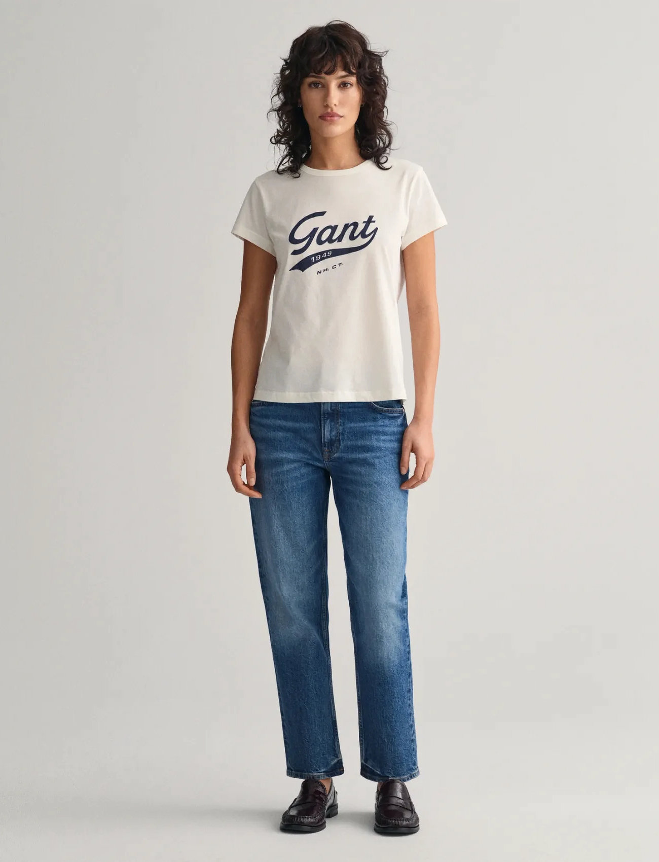 GANT Straight Cropped Jeans, 32, Blue, Jeans > Lige-Almindelige, Dame