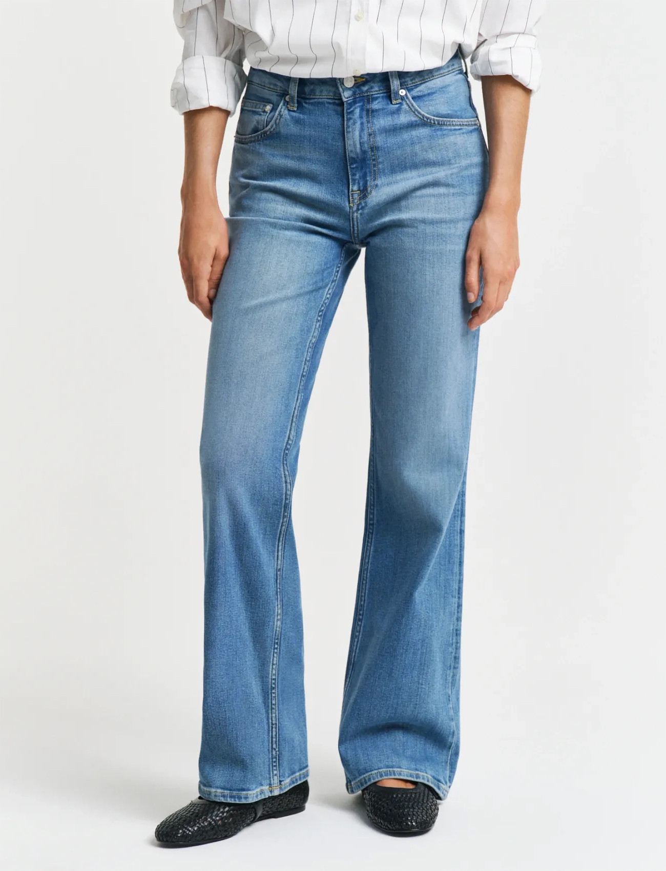 GANT Slim Flare Jeans, 29, Blue, Jeans > Lige-Almindelige, Dame