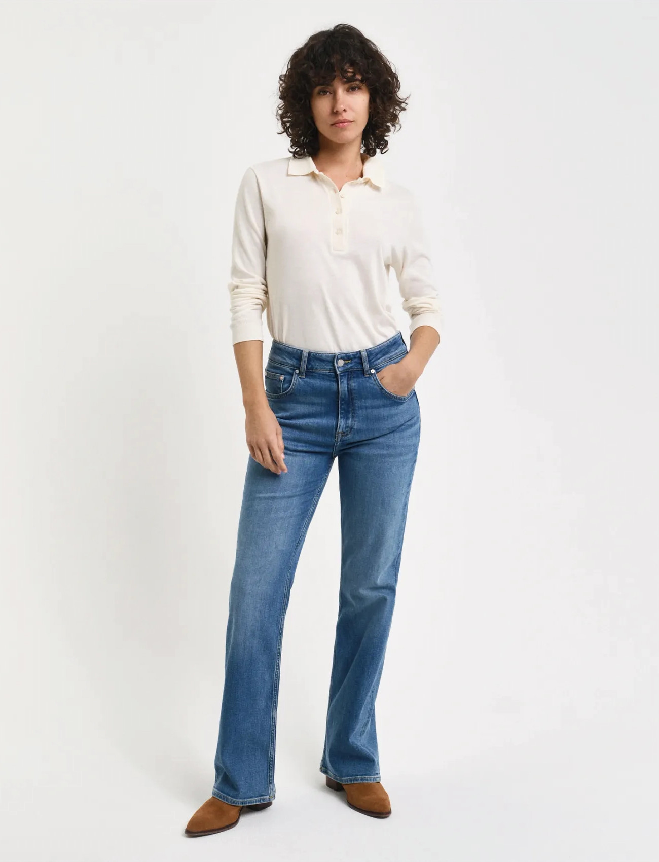 GANT Slim Flare Jeans, 29, Blue, Jeans > Lige-Almindelige, Dame