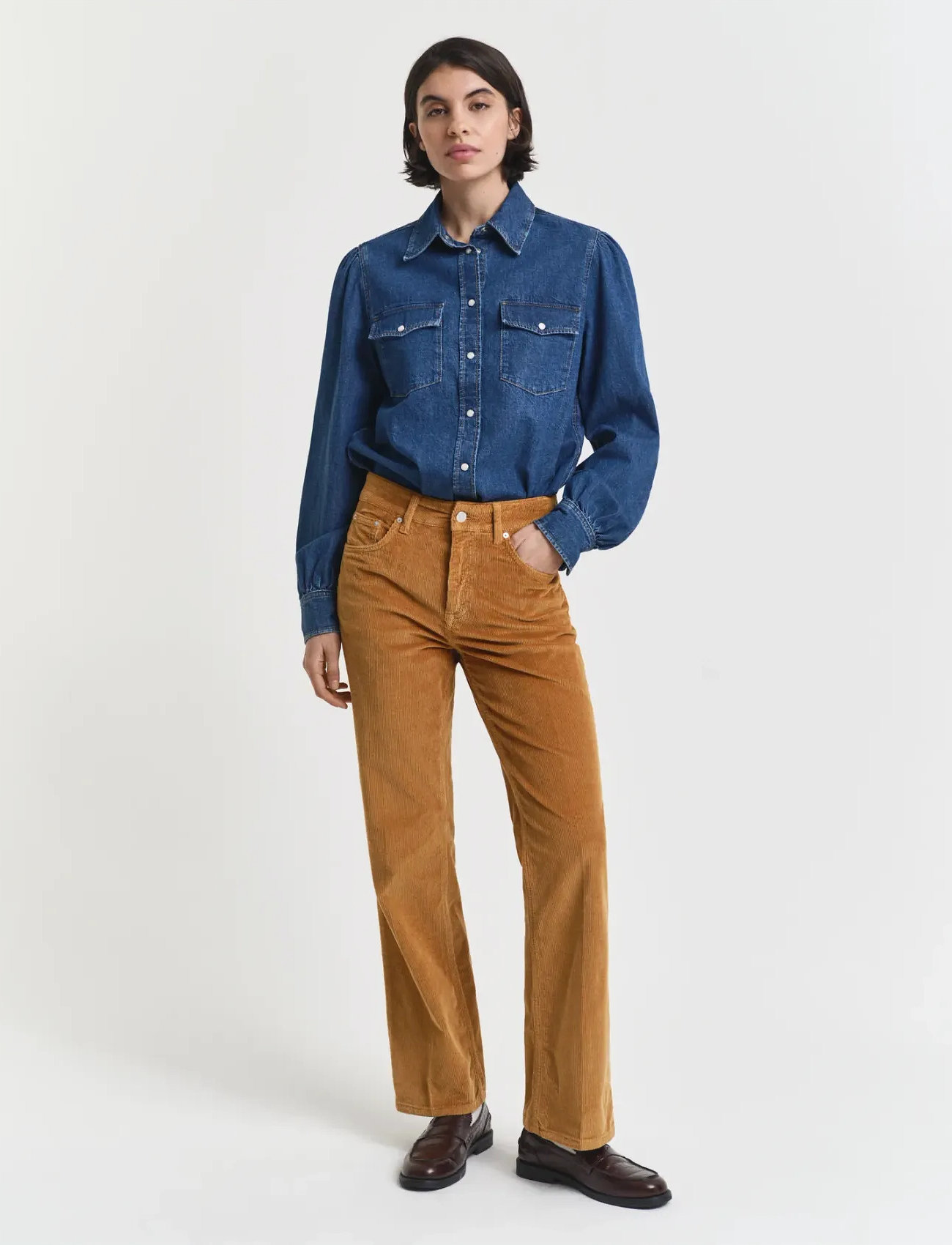 GANT Corduroy Flare Jeans, 30, Beige, Jeans > Flares, Dame