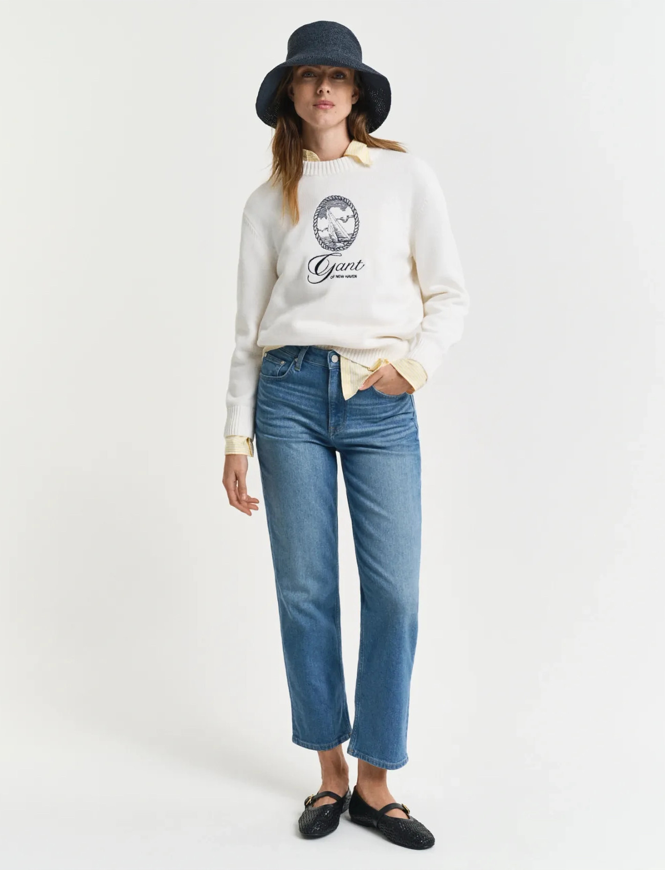 GANT Cropped Straight Jeans, 27, Blue, Jeans > Lige-Almindelige, Dame