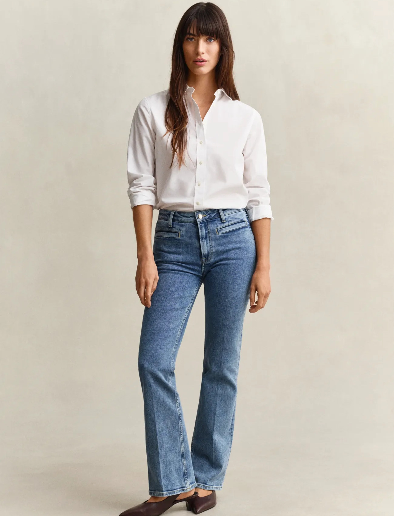 GANT Slim Flare Monogram Jeans, 29, Blue, Jeans > Flares, Dame