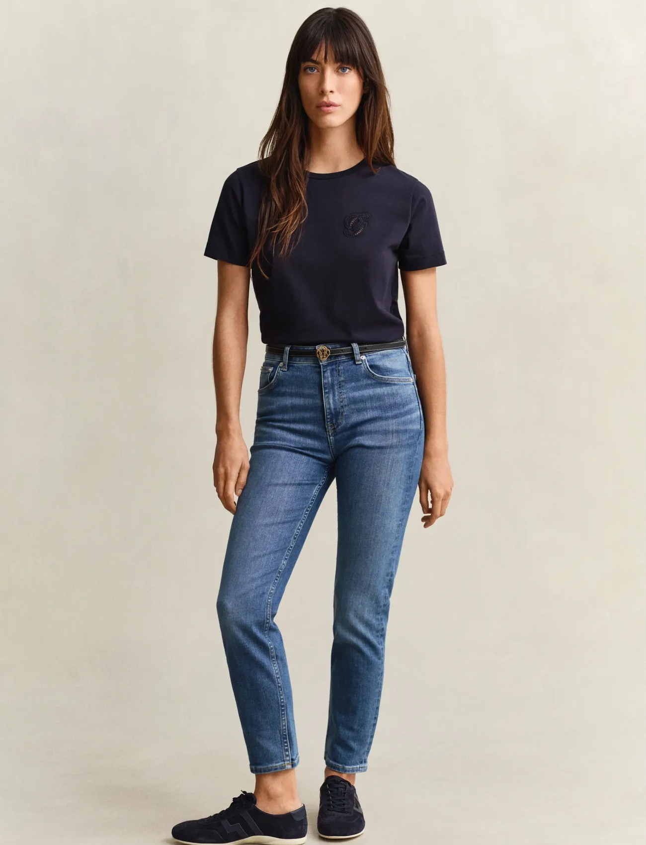 GANT Cropped Slim Stretch Jeans, 29, Blue, Jeans > Smalle, Dame