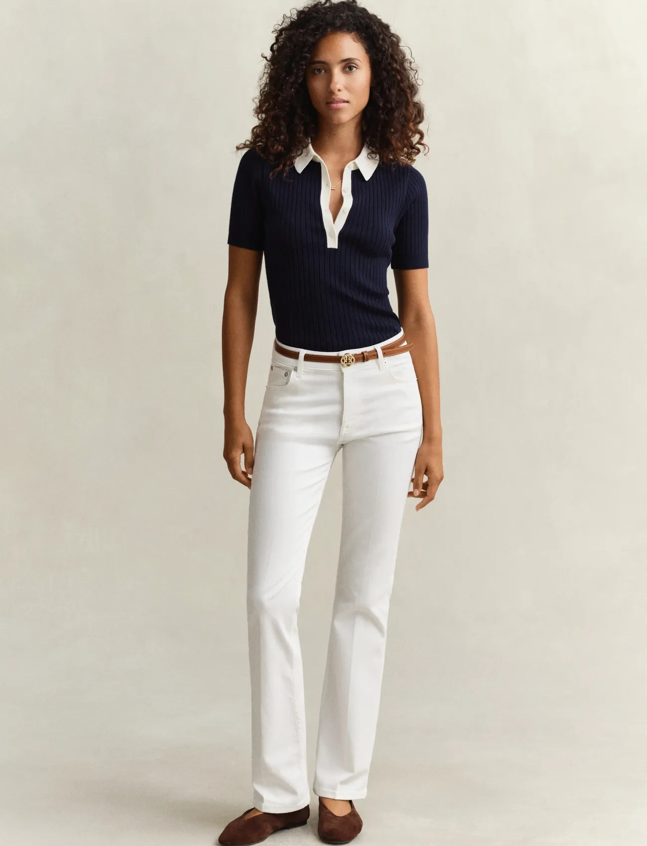 GANT Slim Flare Stretch Jeans, 29, White, Jeans > Flares, Dame